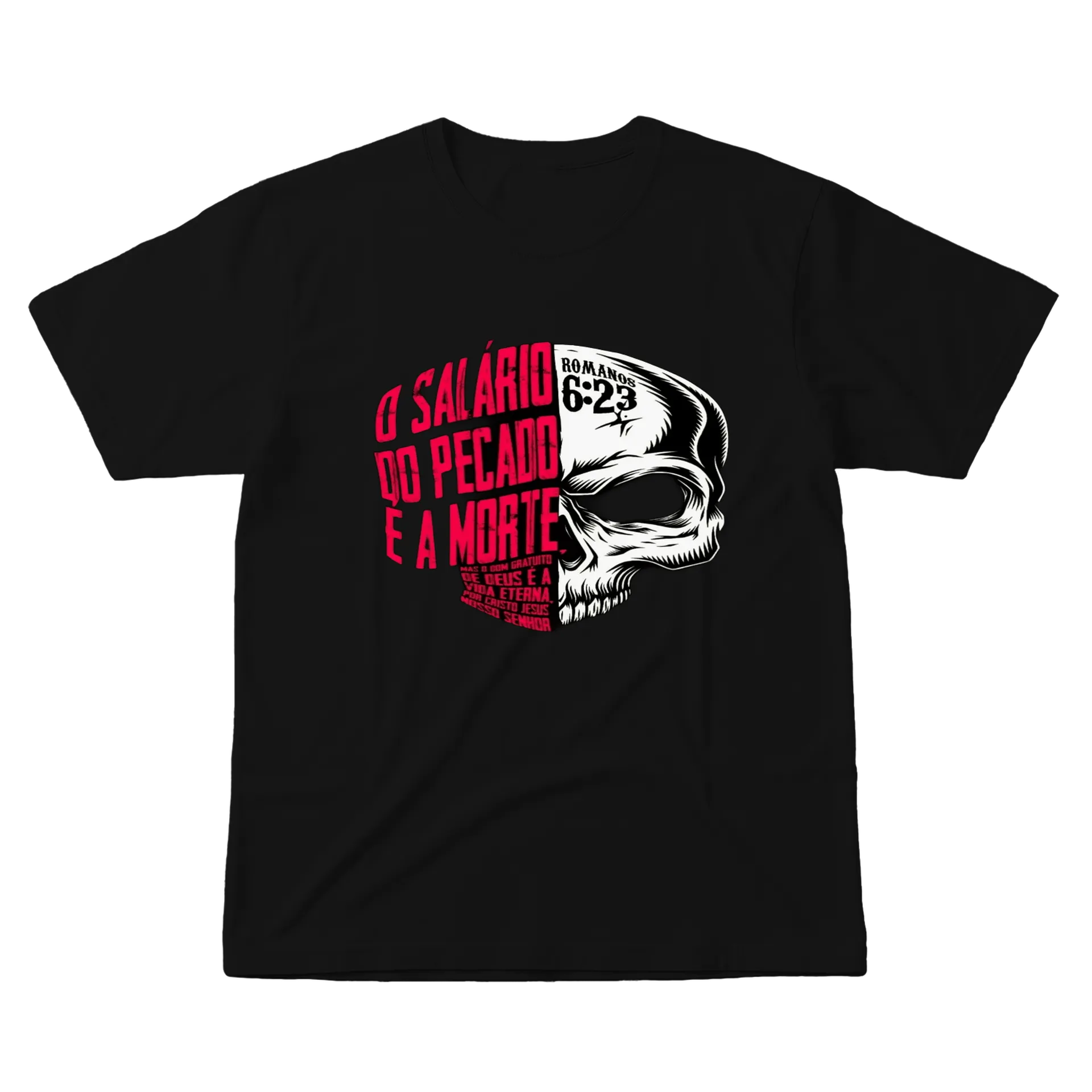 Camiseta Caveira O Salário do Pecado 100% Algodão - Imagem 1