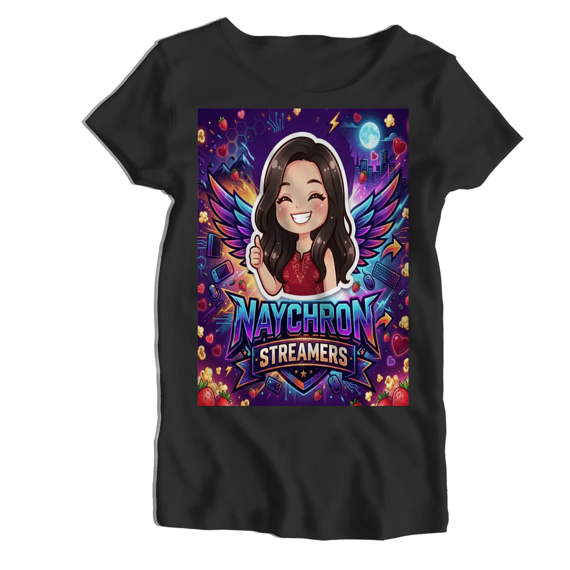 Camiseta Babylook Naychron Streamers Estilo Cartoon 100% - Imagem 1