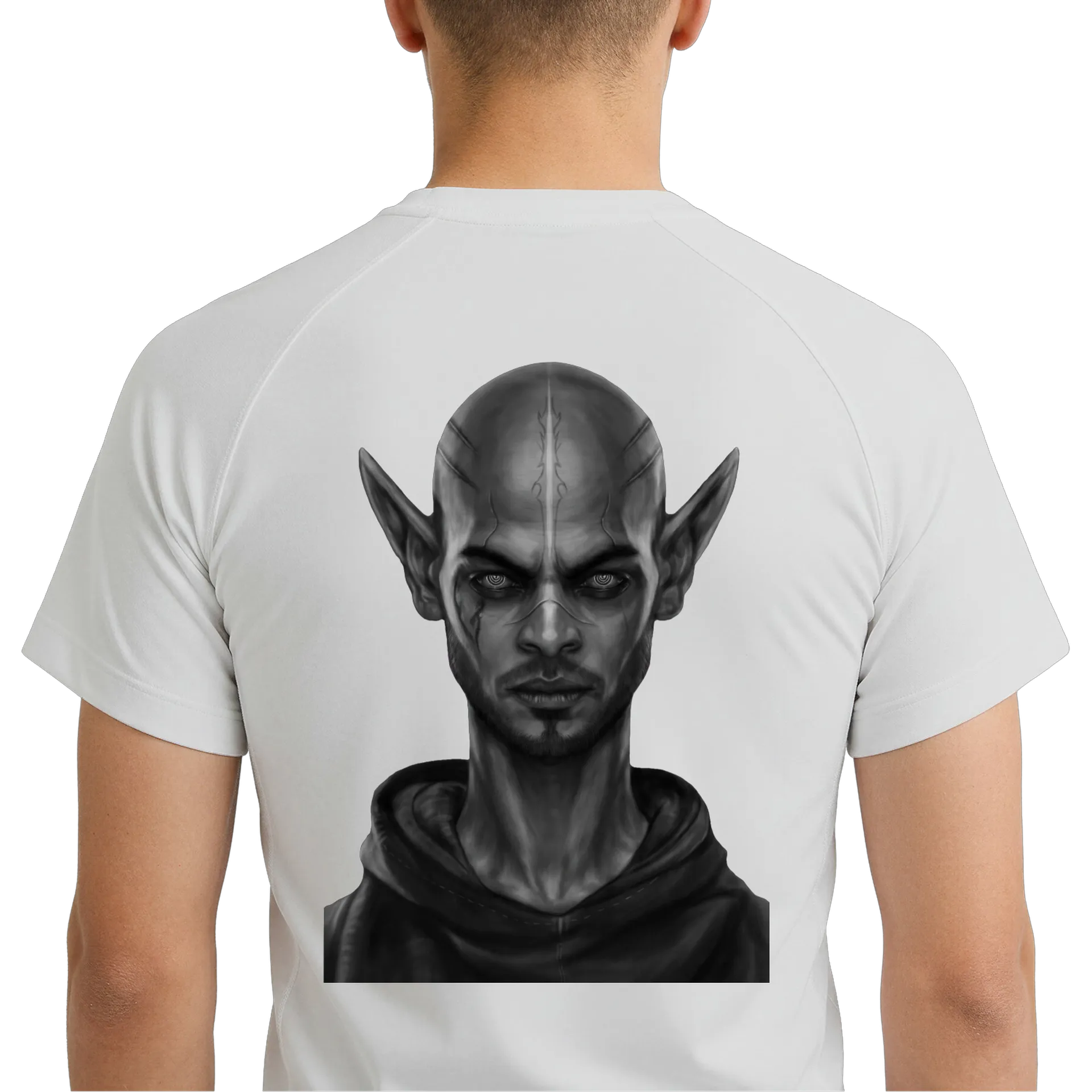 Camiseta Dry Fit Elfo de Capuz Realista Monocromático - Imagem 6