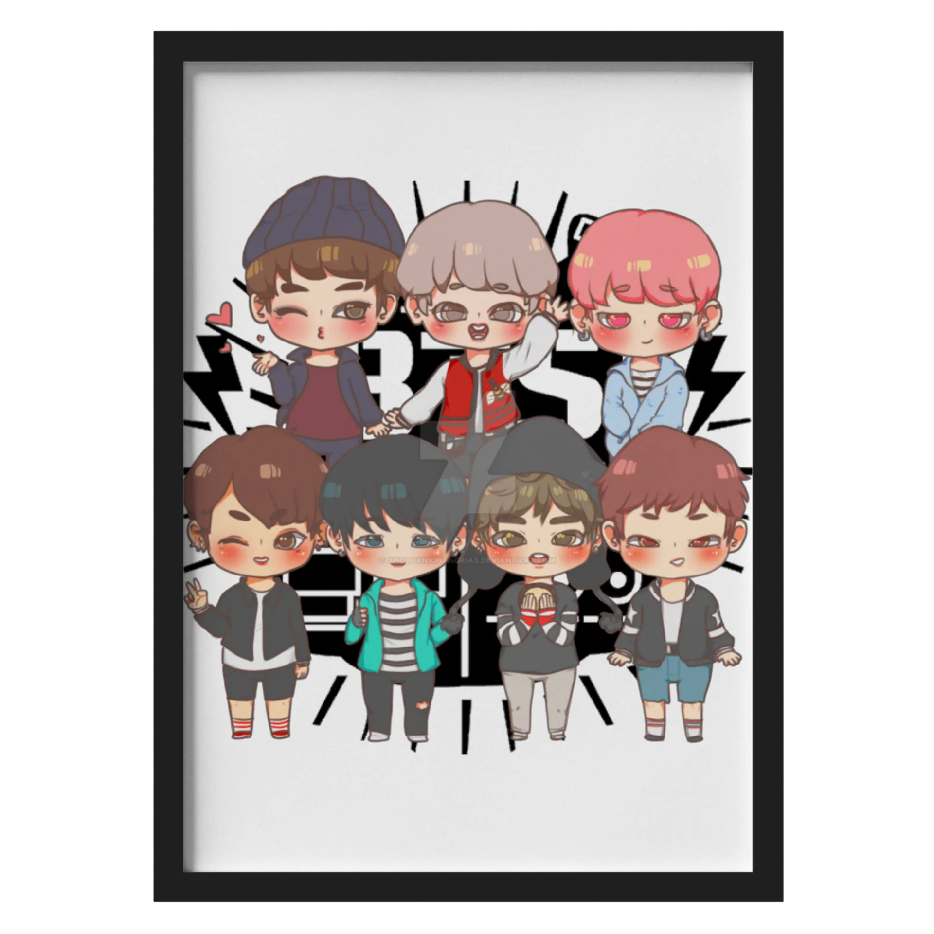 Quadro Personagens Estilo Cartoon A3 MDF e Vidro - Imagem 1