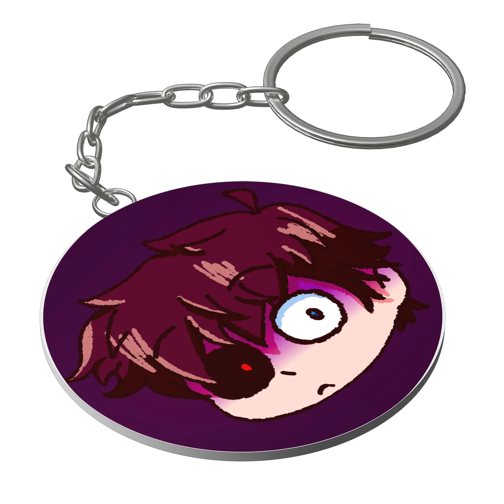 Chaveiro MDF Emote WX Medroso C/ Fundo Roxo - Imagem 1