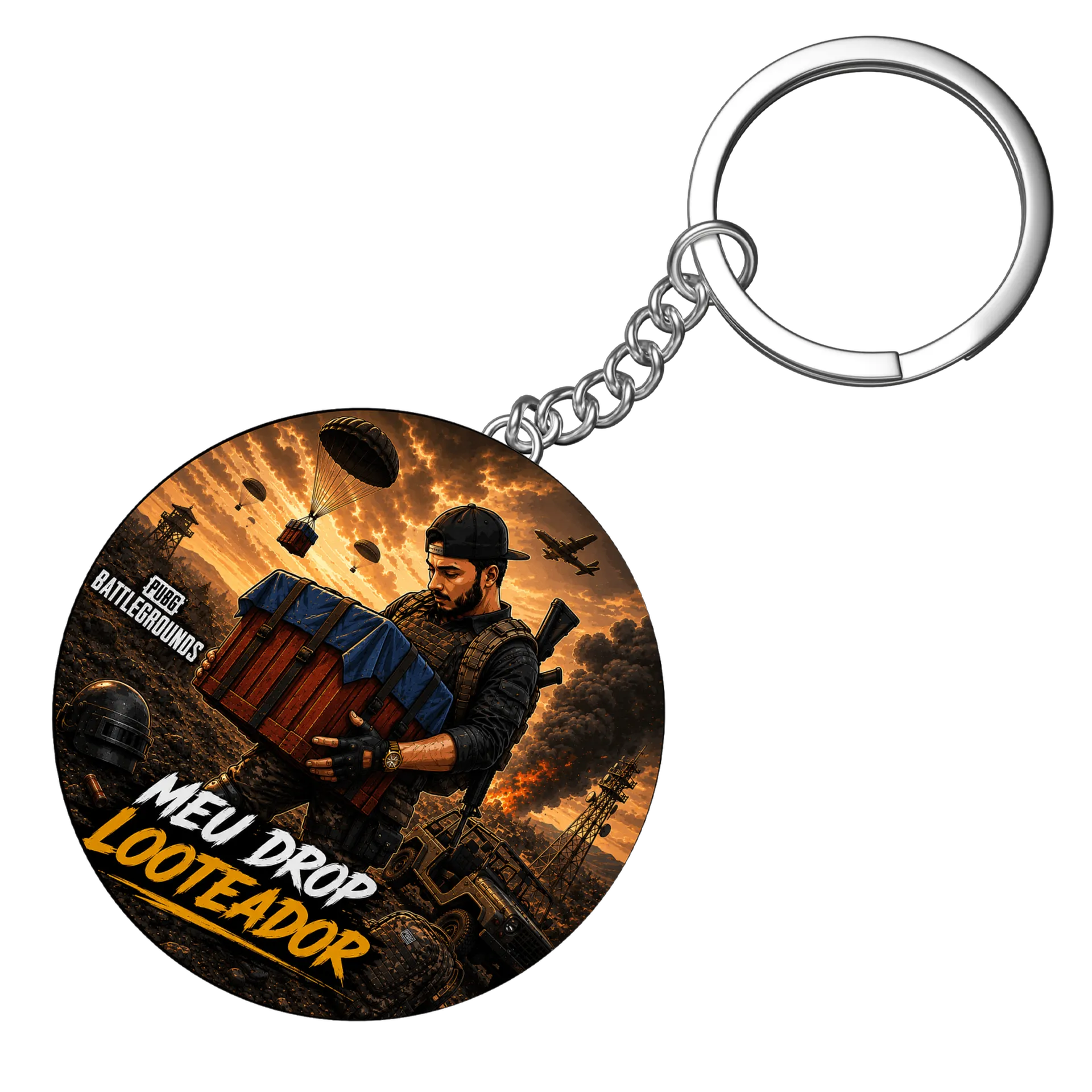 Chaveiro MDF Lootador PUBG 5x5cm - Imagem 4