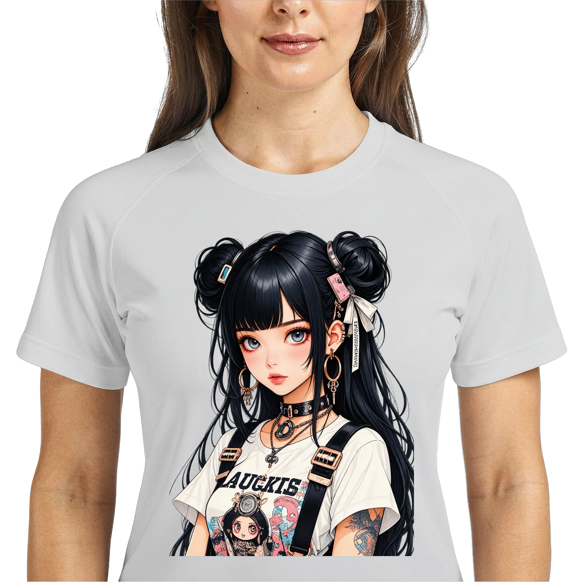 Camiseta Dry Fit Estampa Anime Garota de Cabelo Preto - Imagem 3