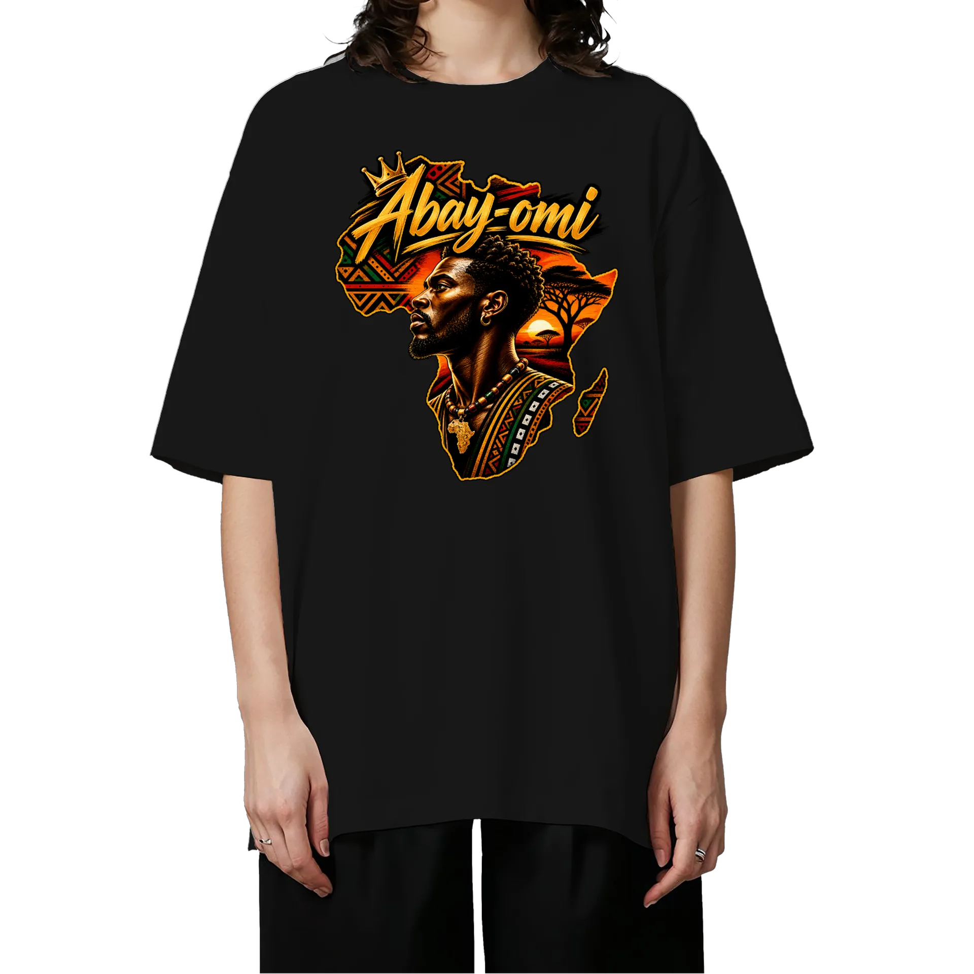 Camiseta Oversized Abayomi Estampa Africana Ilustrada - Imagem 3