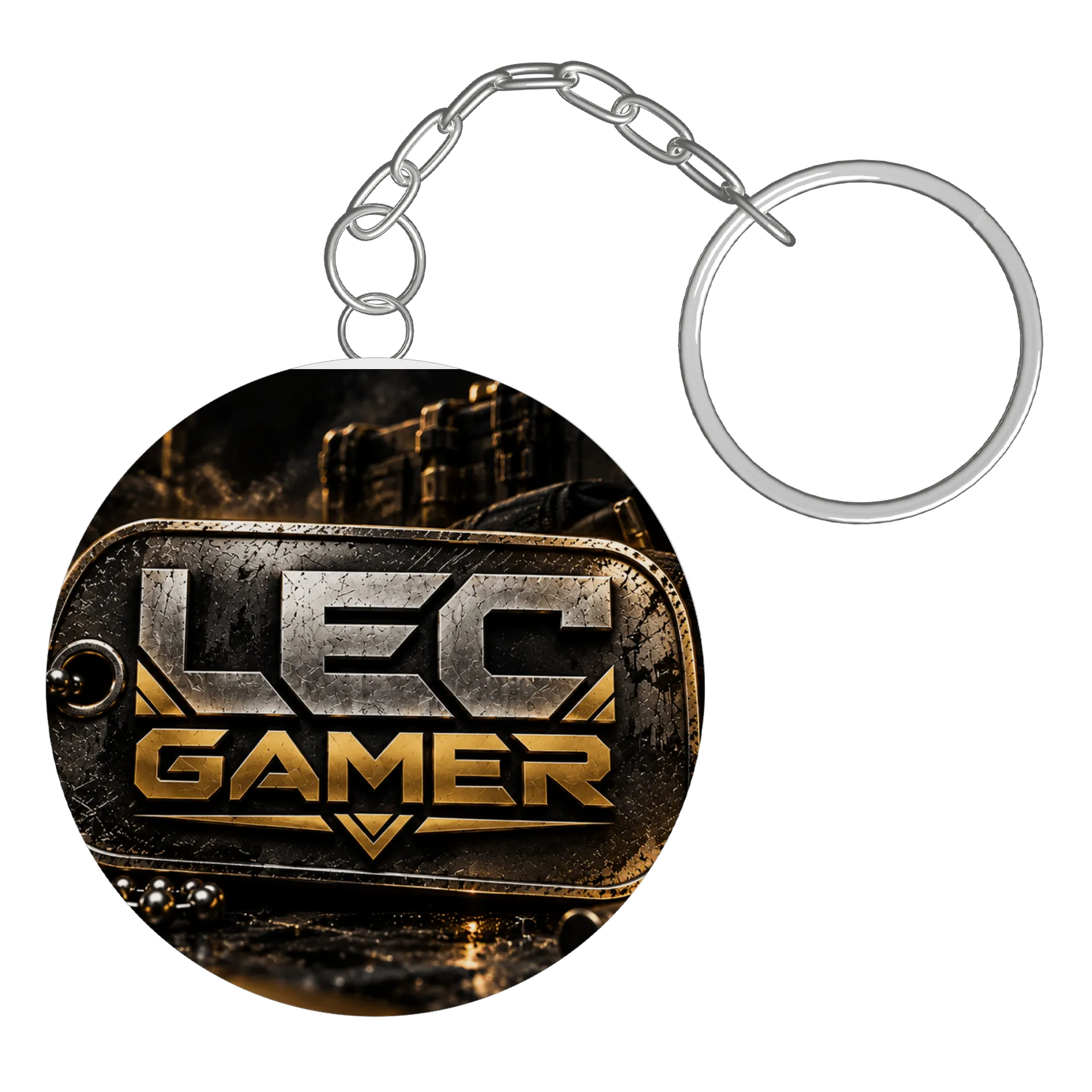 Chaveiro MDF Logo LEC Gamer Dourado Estilo Metálico de LeC — imagem 2 de 3