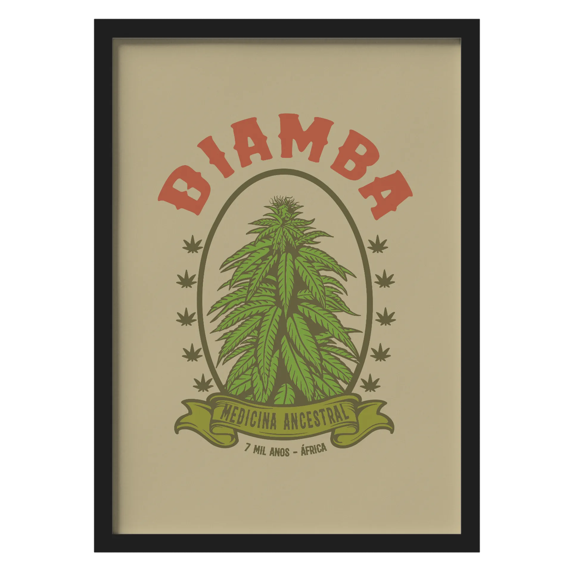 Quadro Diamba Medicina Ancestral A3 MDF e Vidro - Imagem 1