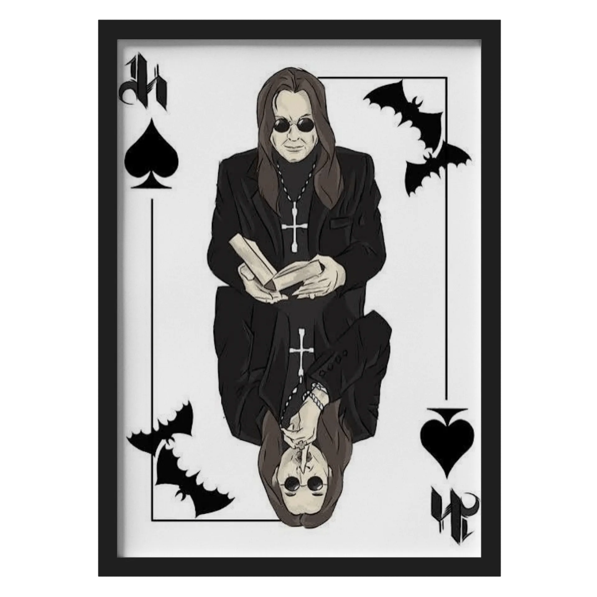 Quadro Estampa Cartas Preto e Branco A3 - Imagem 1