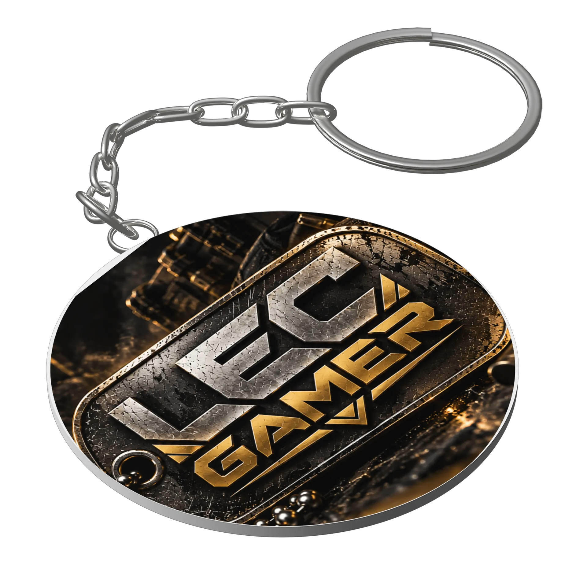Chaveiro MDF Logo LEC Gamer Dourado Estilo Metálico de LeC — imagem 1 de 3