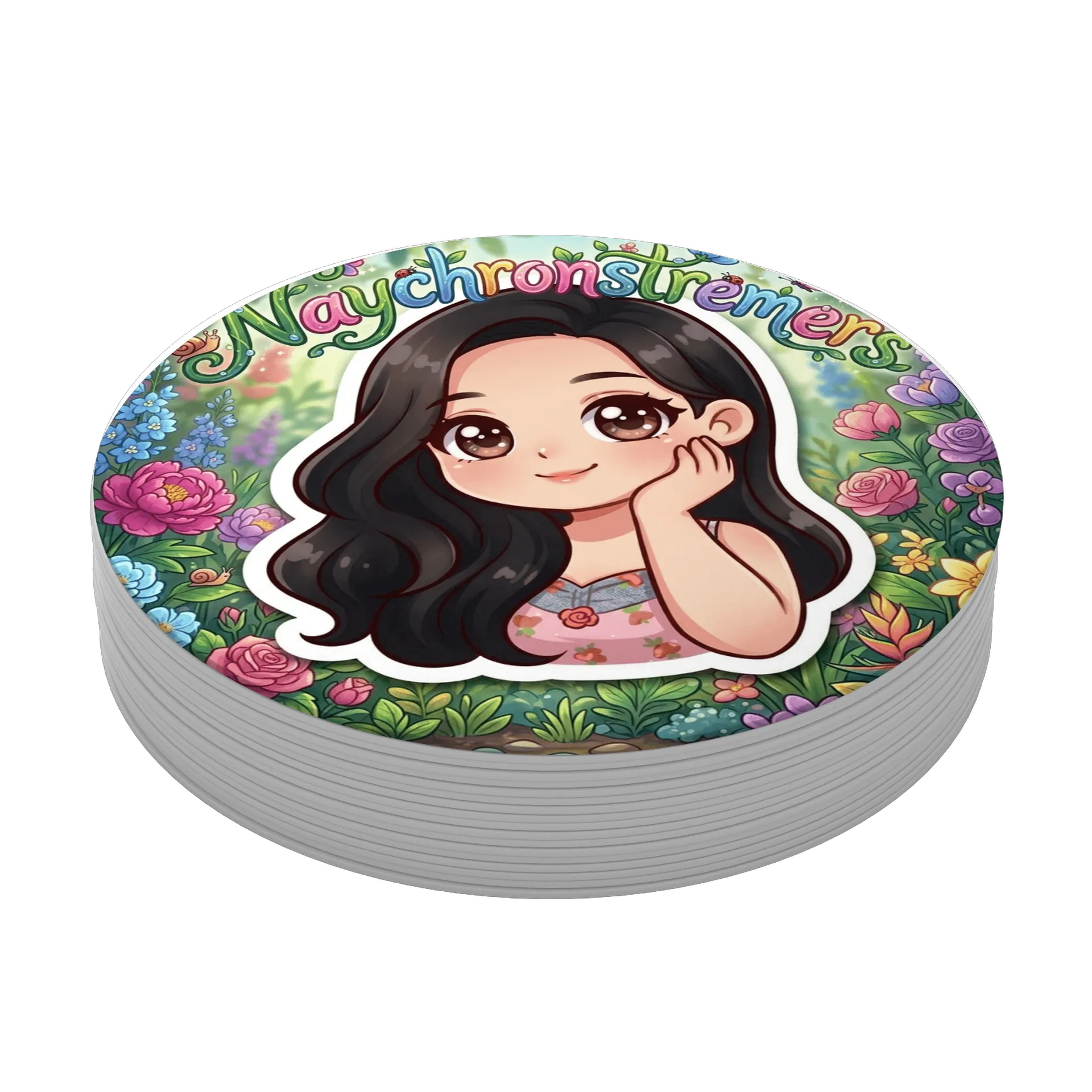 Porta-copo Chibi NaychronsTremê Jardim Floral MDF - Imagem 3