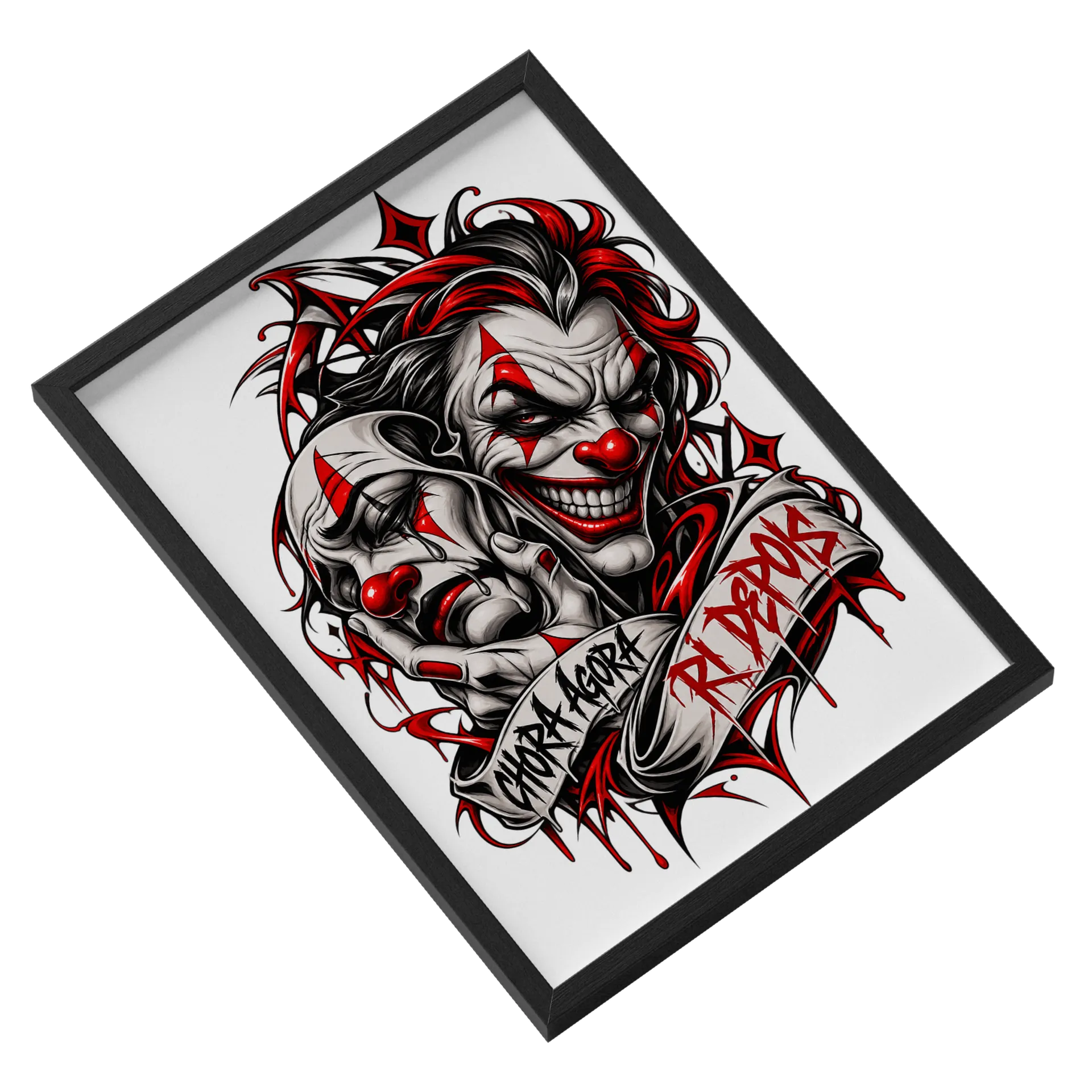 Quadro Palhaços Macabros Estilo Grunge Vermelho e Preto A3 de WëX — imagem 2 de 3