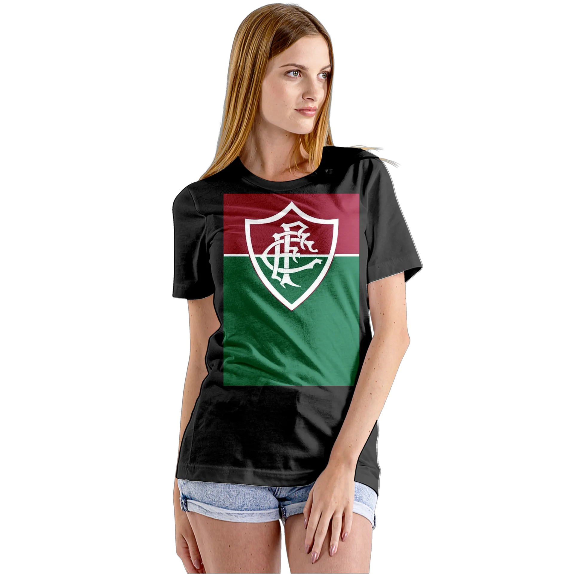 Camiseta Babylook Escudo Tricolor Fluminense 100% Algodão - Imagem 5