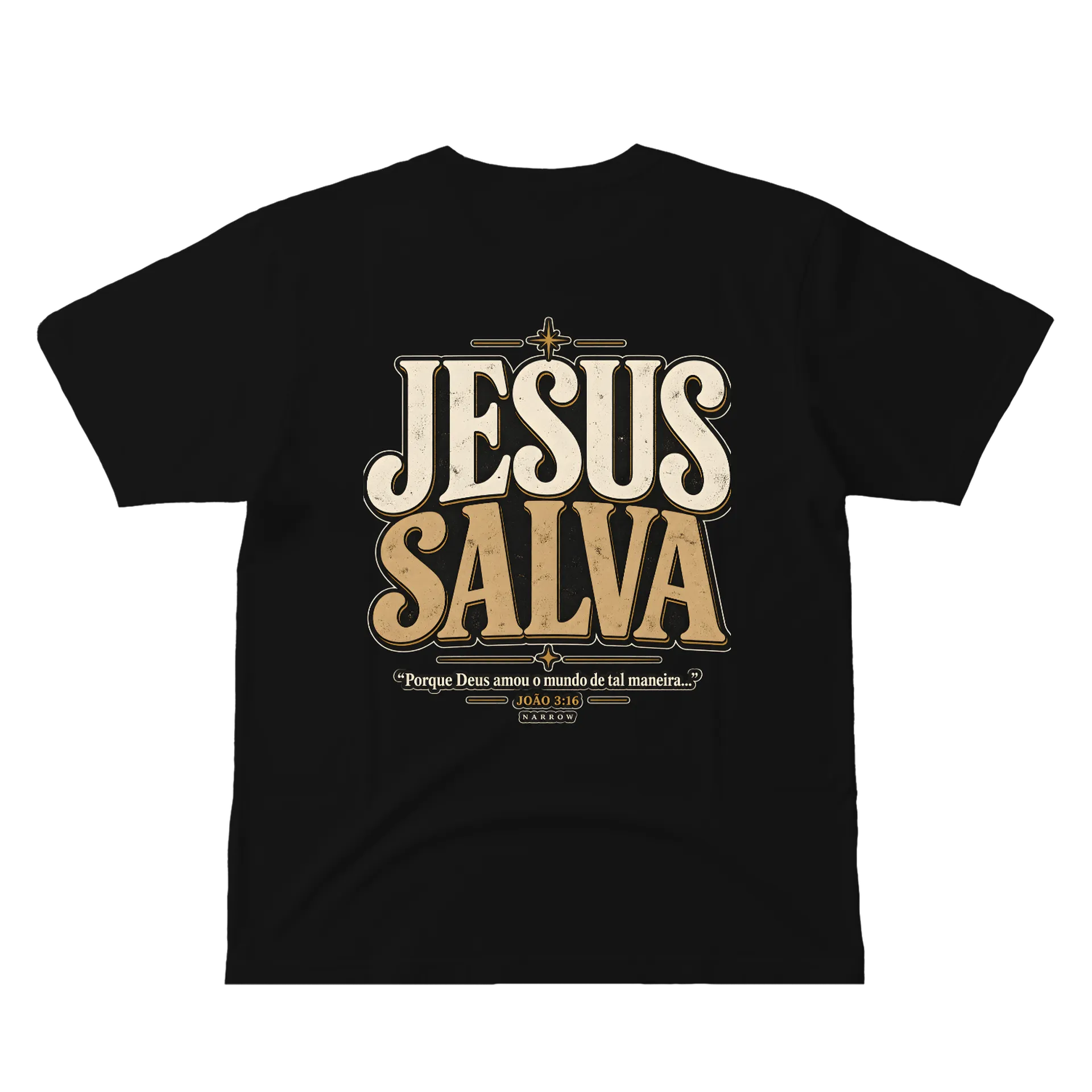 Camiseta Estampa Tipográfica Jesus Salva João 3:16 100% de NARROW — imagem 1 de 6