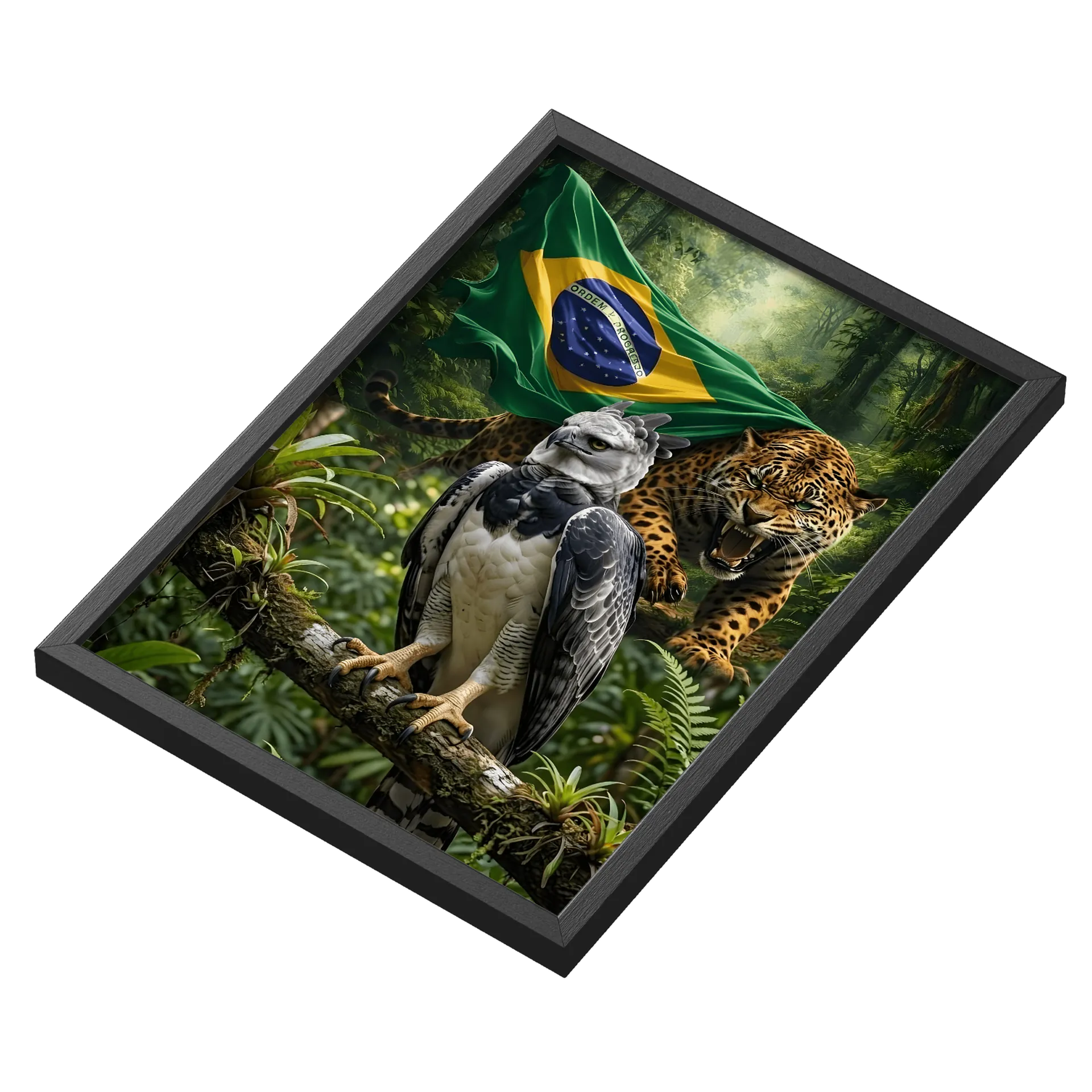 Quadro Harpia e Onça-Pintada na Floresta Brasileira A3 - Imagem 3