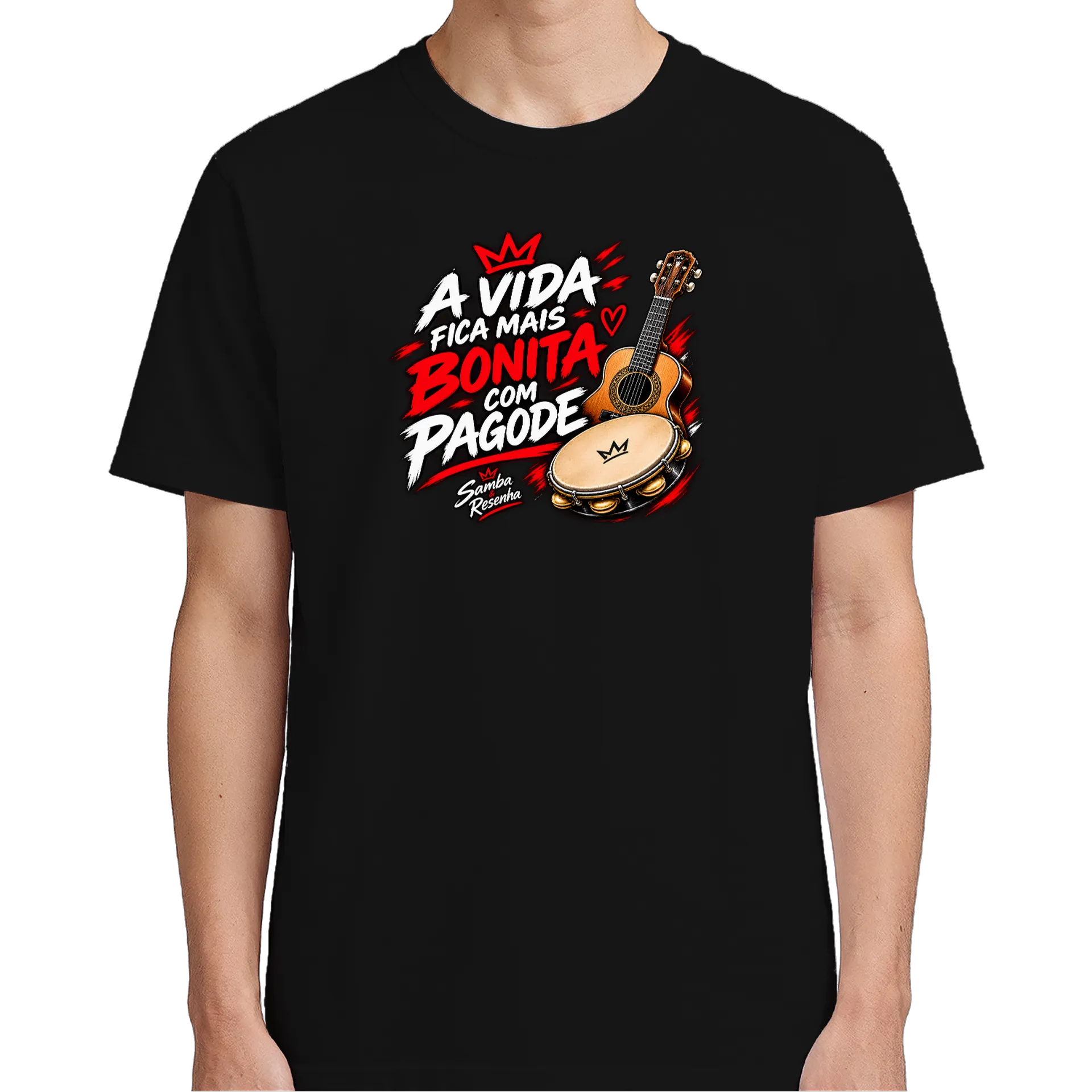 Camiseta Frase A Vida Fica Mais Bonita com Pagode 100% de MARCUSVINICIUSVARGAS — imagem 4 de 6