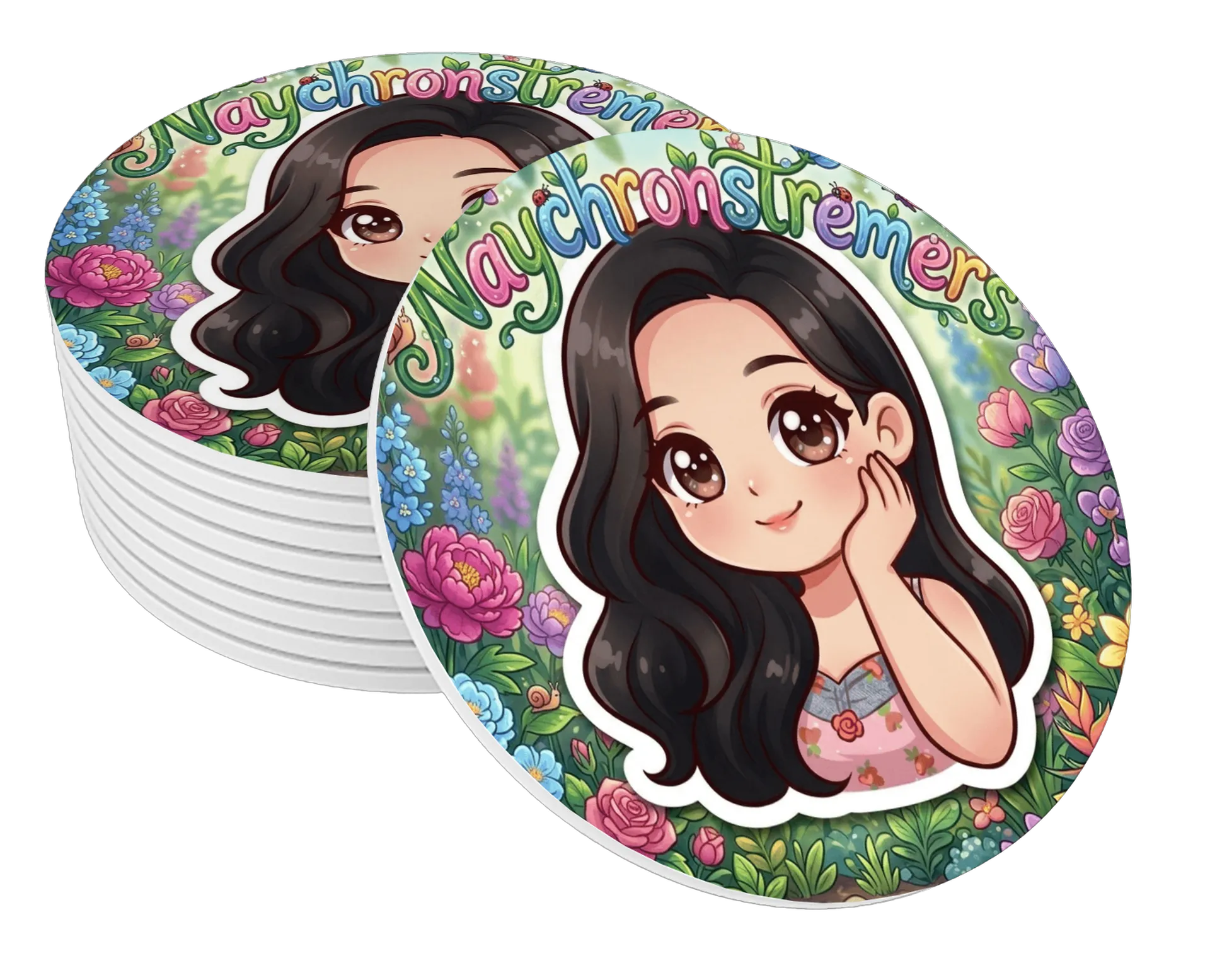 Porta-copo Chibi NaychronsTremê Jardim Floral MDF - Imagem 1