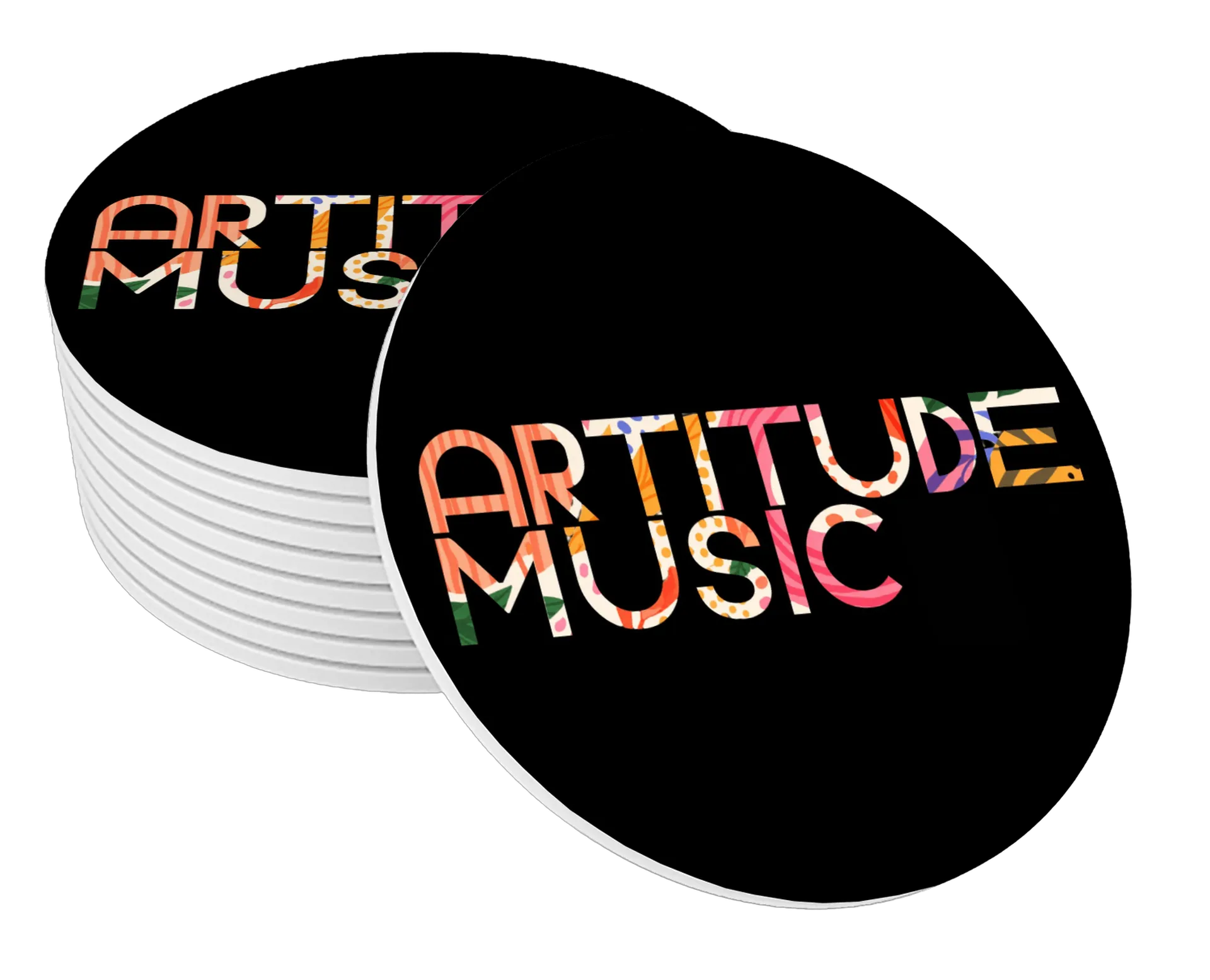 Porta-copo Estampa Tipográfica Artitude Music MDF - Imagem 1