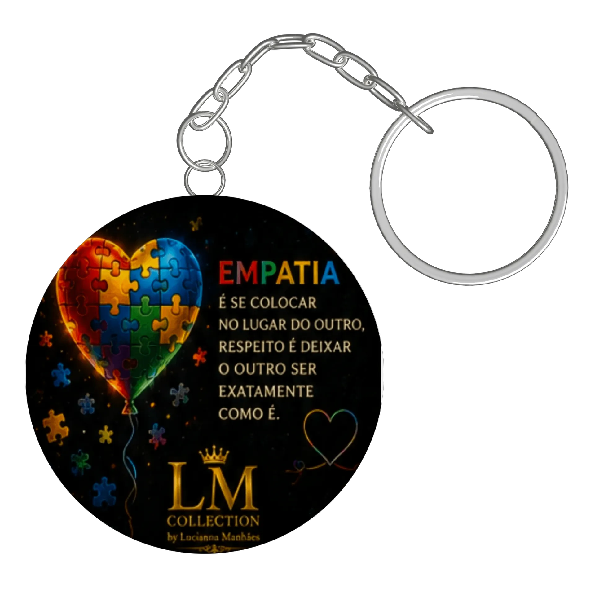 Chaveiro MDF Coração Quebra-Cabeça Empatia - Imagem 3
