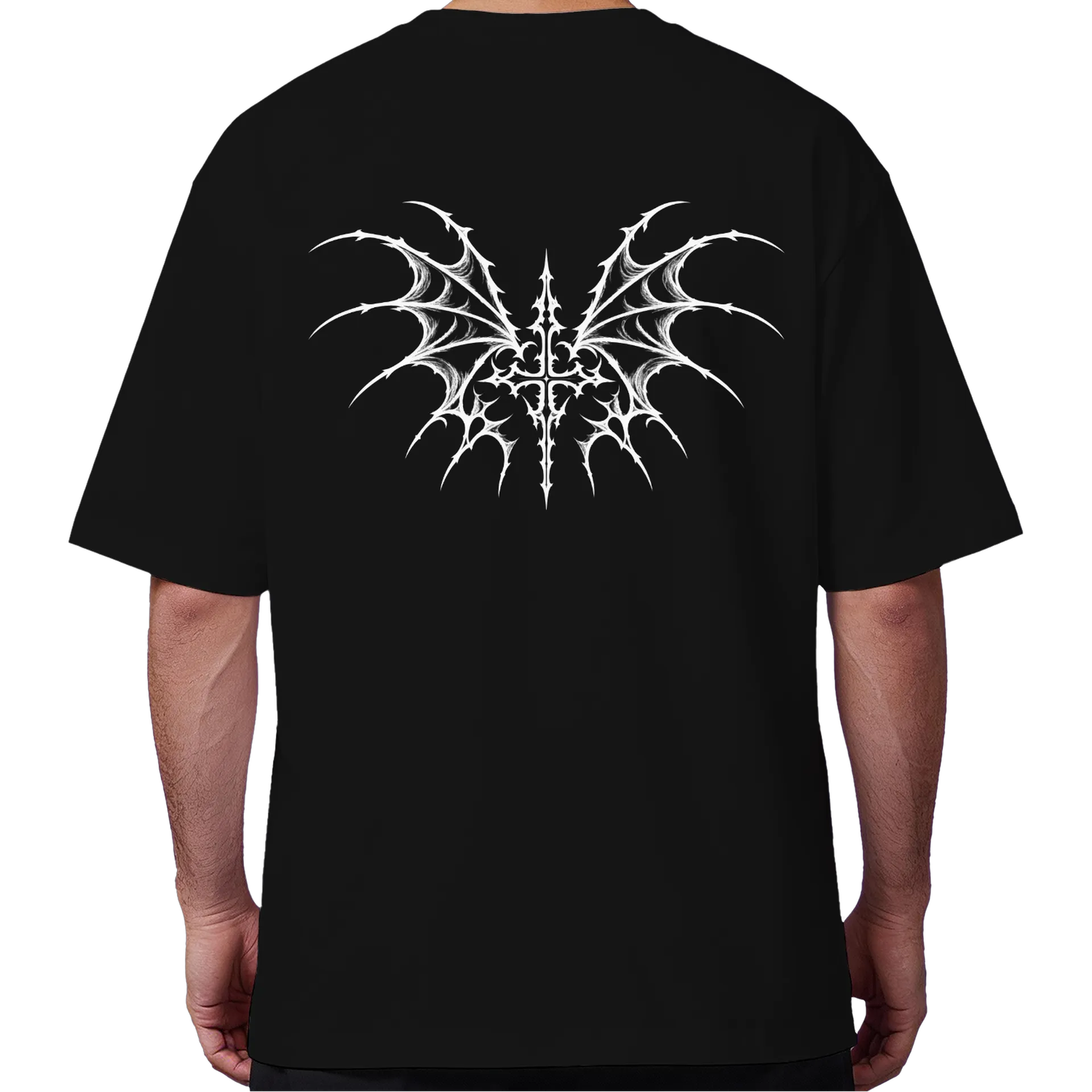 Camiseta Oversized Asa Tribal Monocromática em Cinza e - Imagem 6