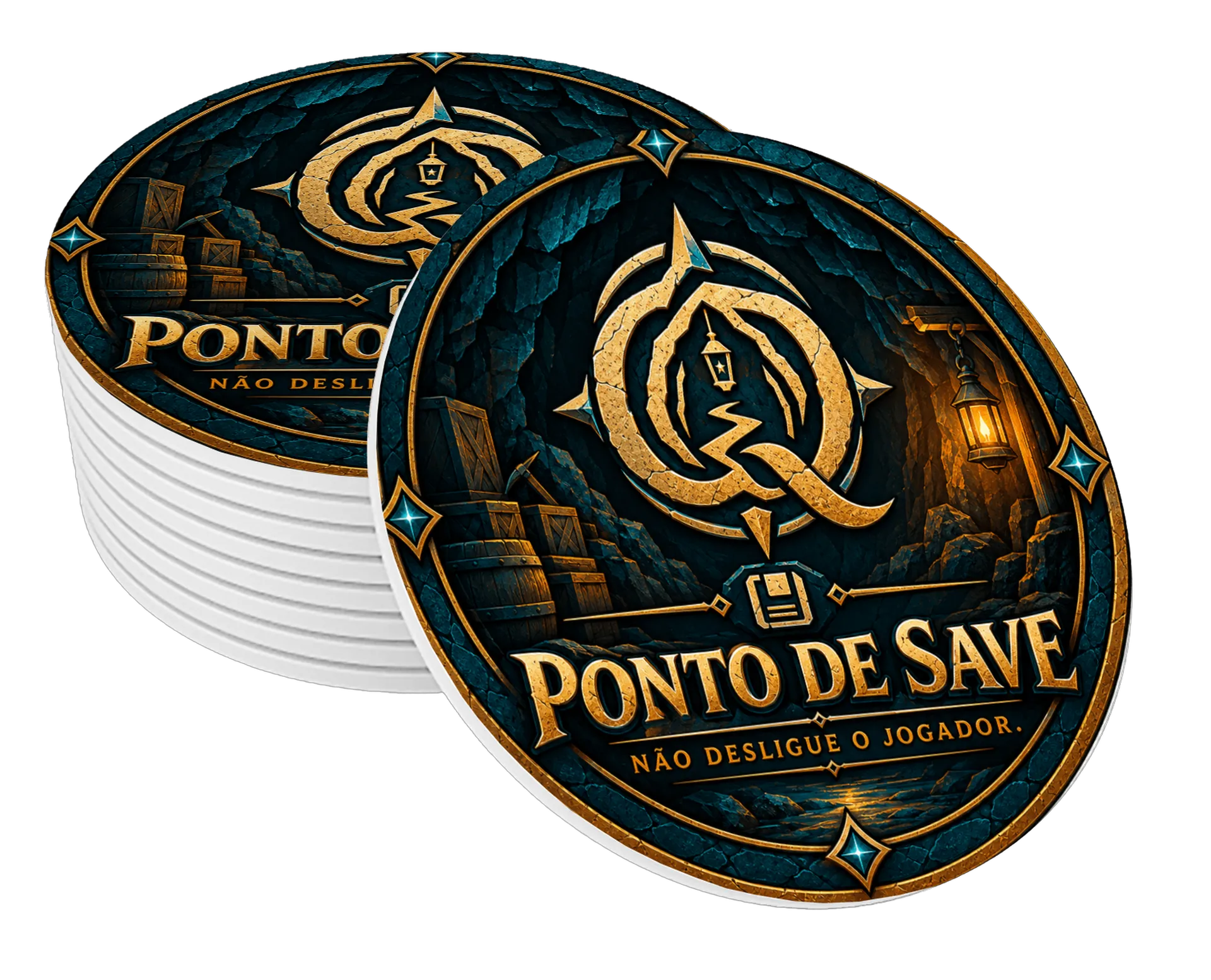 Porta-copo Estampa Ponto de Save Medieval CQ MDF - Imagem 1