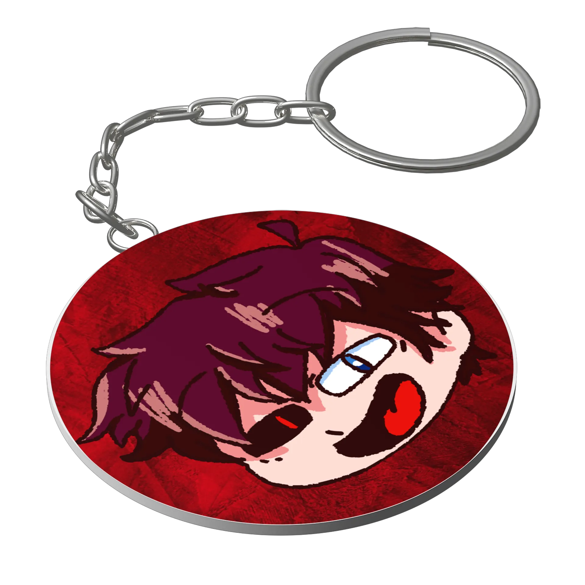 Chaveiro MDF Emote WX Rindo C/ Fundo Vermelho - Imagem 1