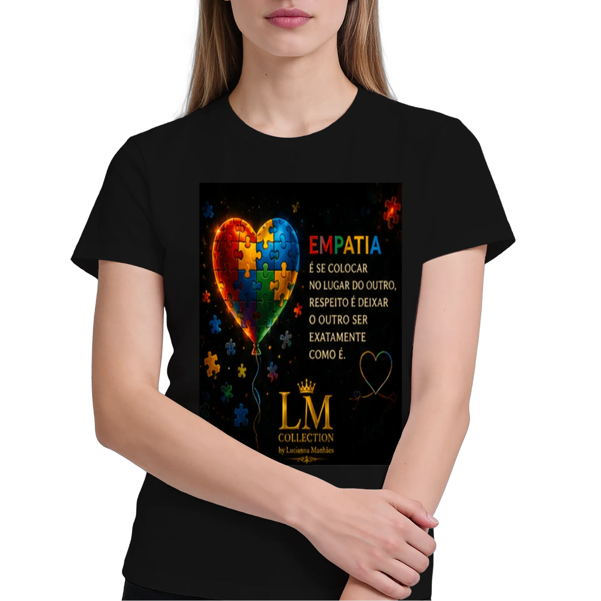 Camiseta Empatia Coração Quebra-cabeça 100% Algodão - Imagem 4