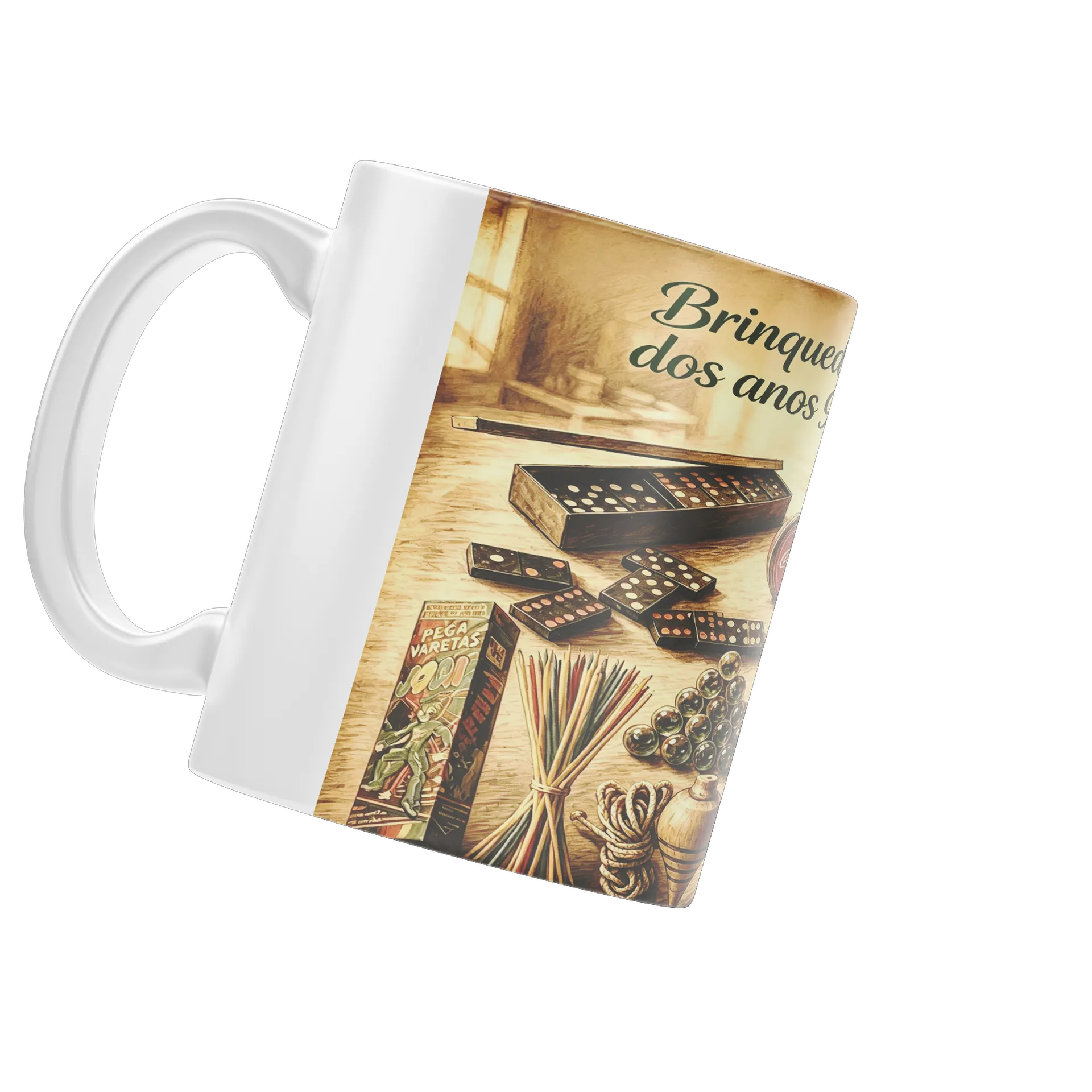 Caneca Porcelana Jogos de Tabuleiro Vintage 325ml - Imagem 4