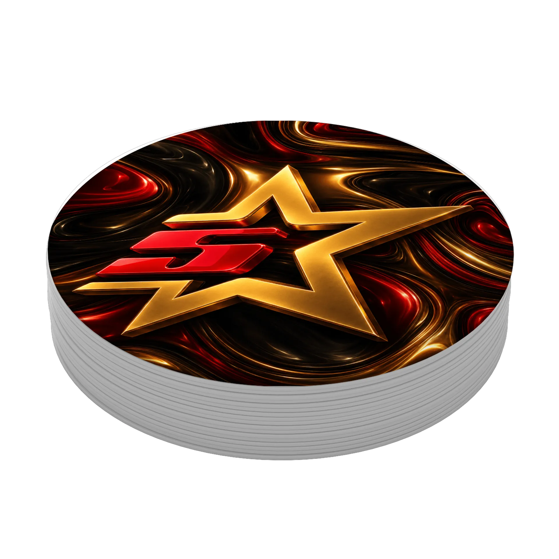 Porta-copo MDF Estampa Logo Star Ouro Vermelho - Imagem 3