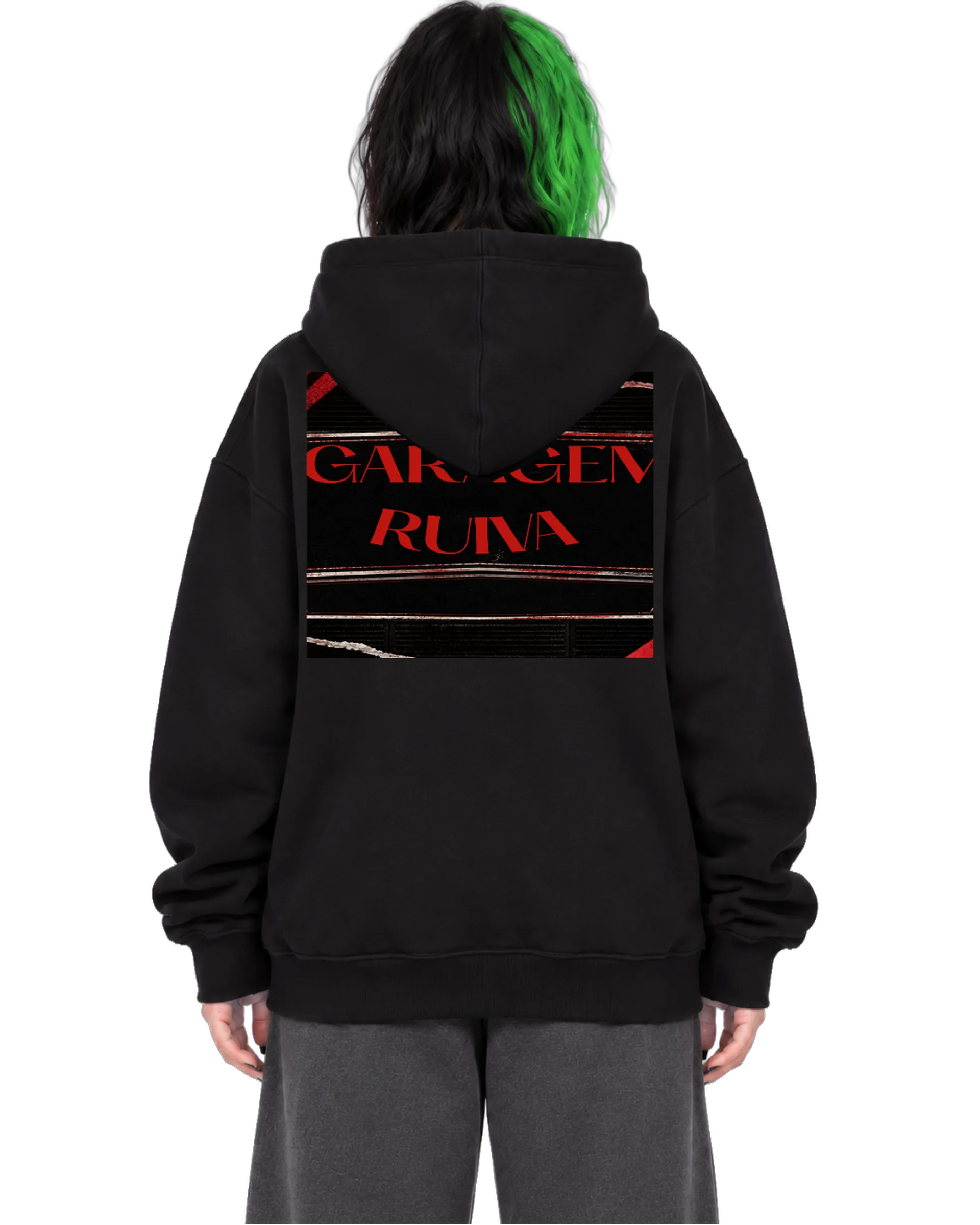 Blusa Moletom Canguru Estampa Gótica de Lábios e Garagem - Imagem 2