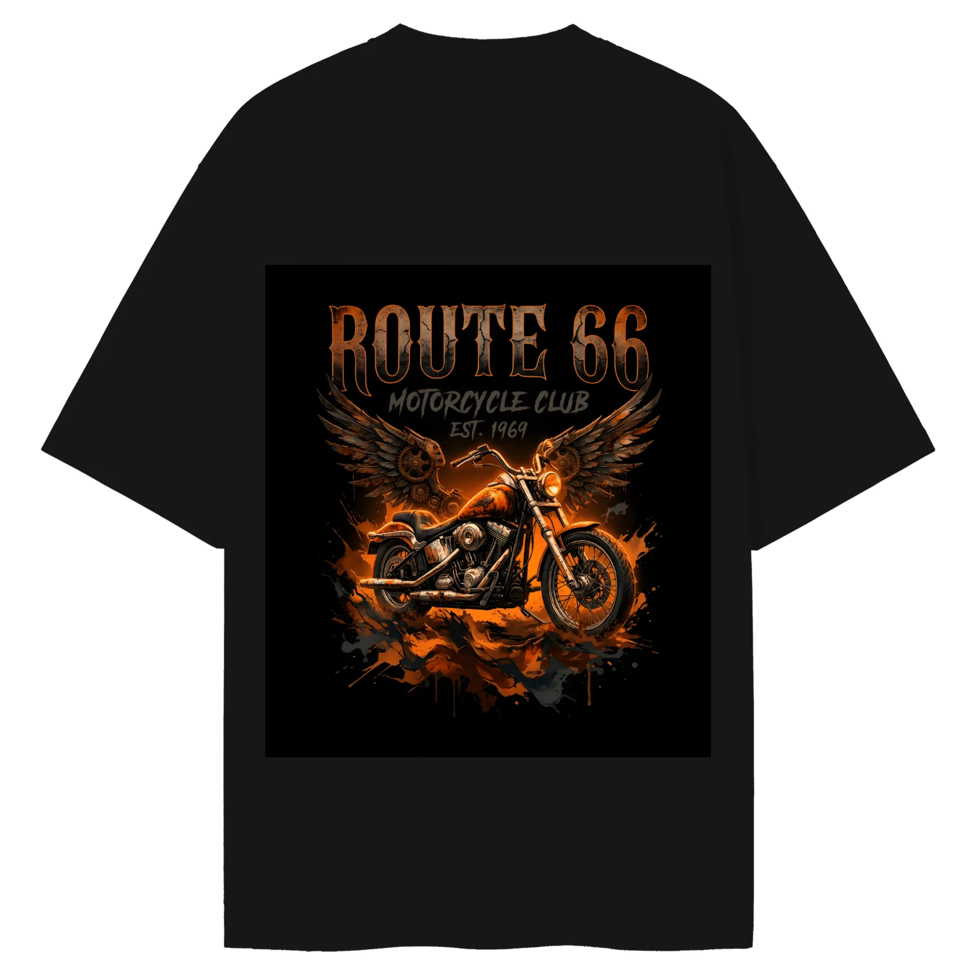 Camiseta Oversized Motorcycle Club Moto Vintage Laranja e - Imagem 1
