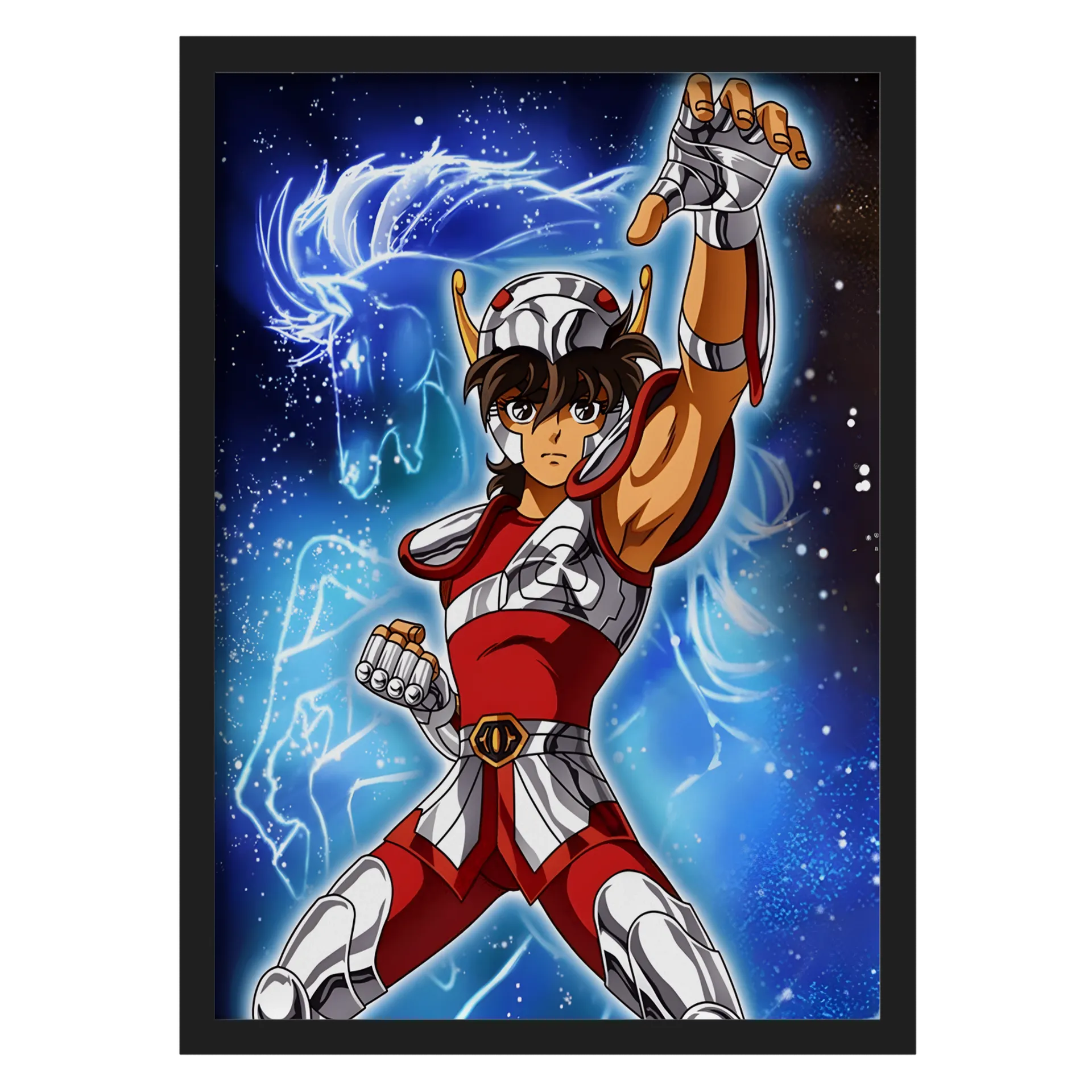 Quadro Cavaleiro de Armadura Anime Colorido A3 com Vidro - Imagem 1