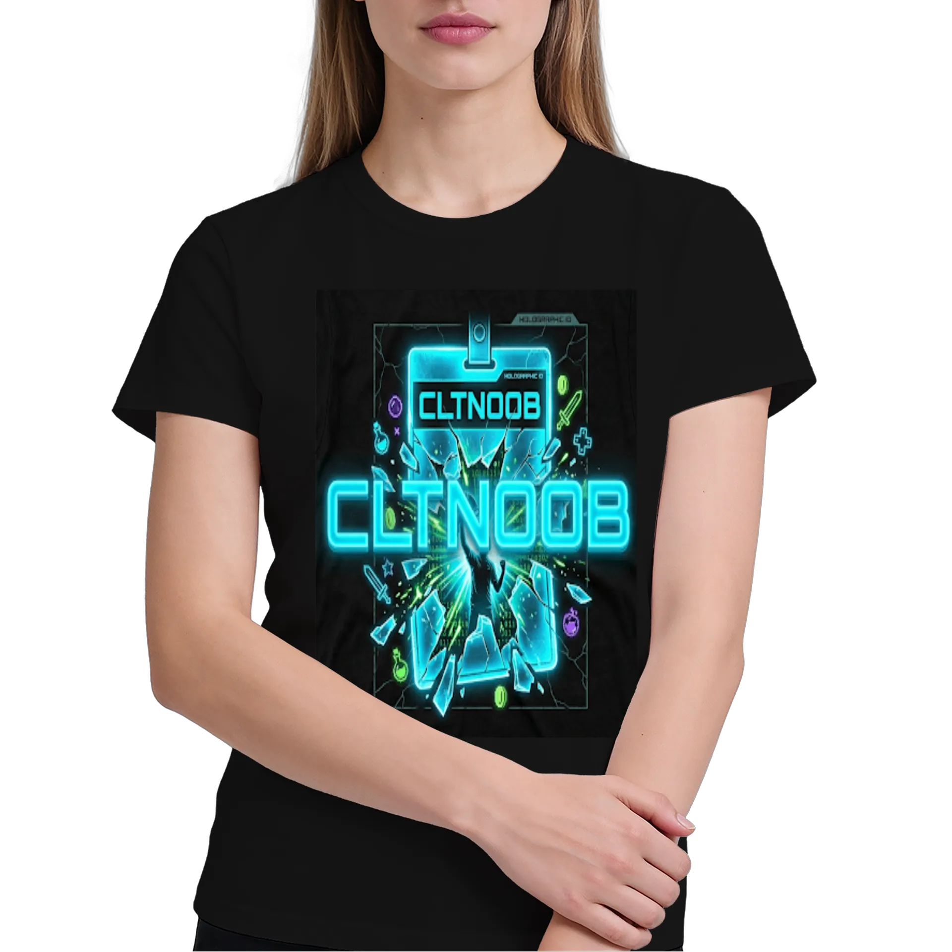 Camiseta Estampa CLTNOOB Holográfica 100% Algodão - Imagem 4