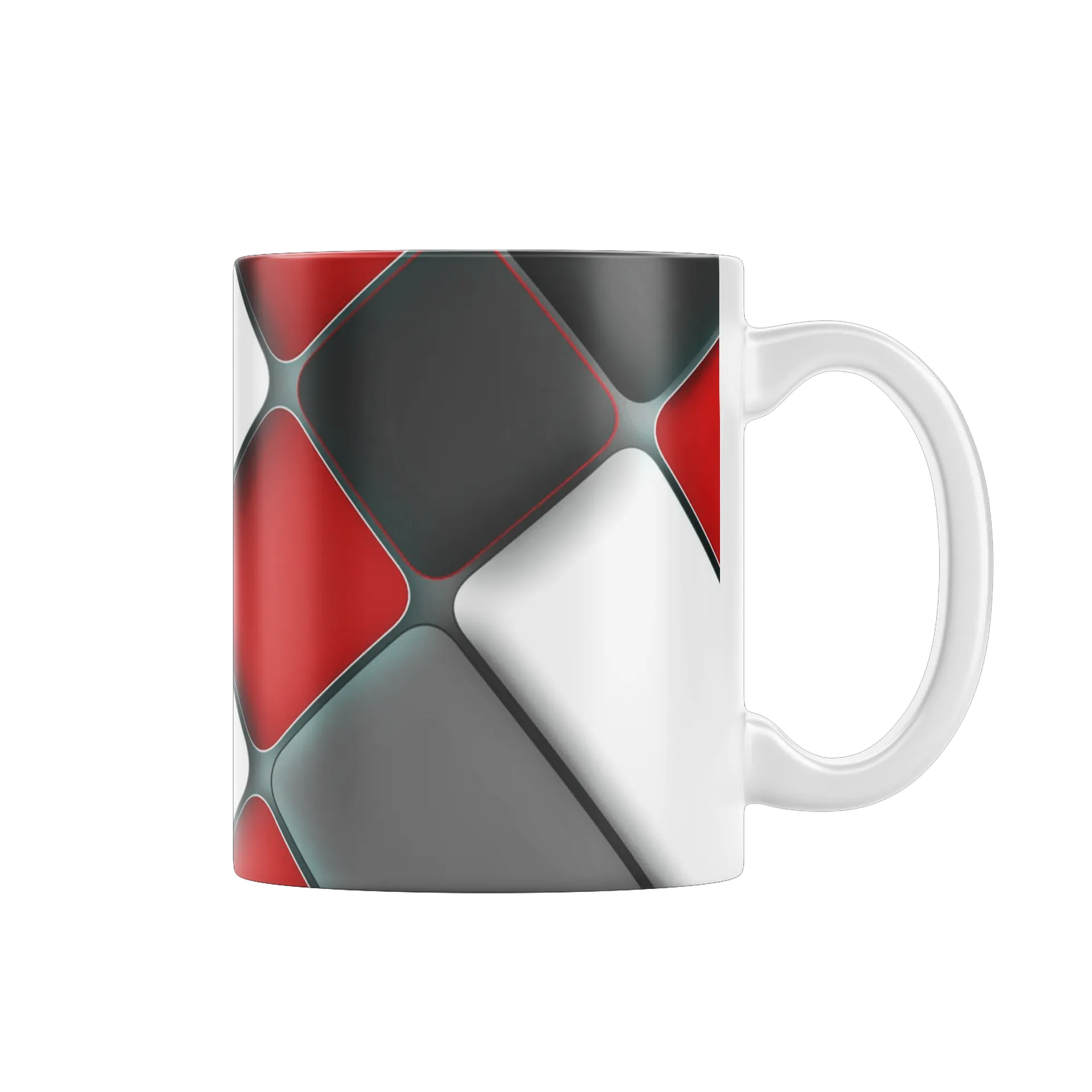 Caneca Cerâmica Abstrato Vermelho Preto Branco 325ml - Imagem 1