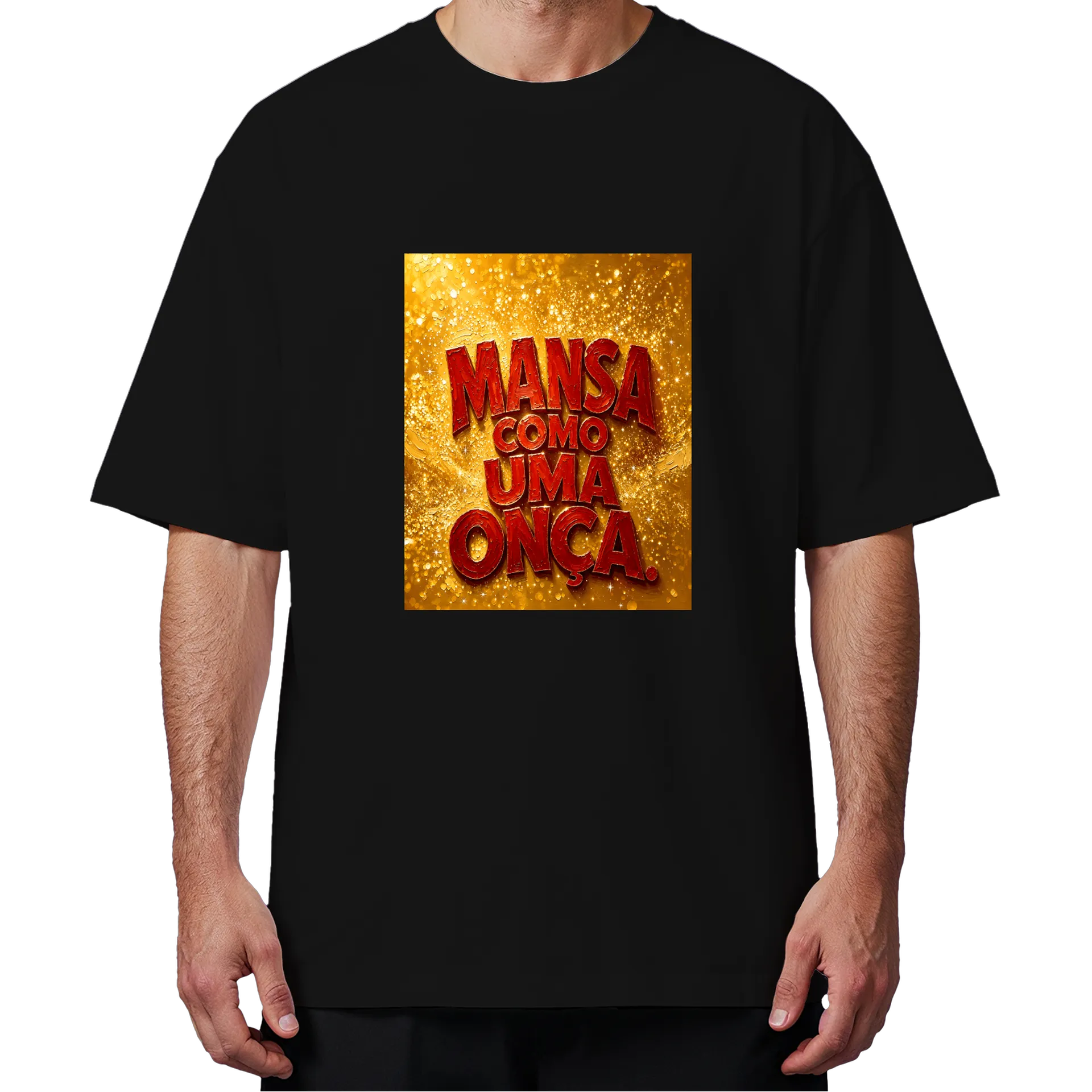 Camiseta Oversized Mensa Com Onça 100% Algodão - Imagem 4