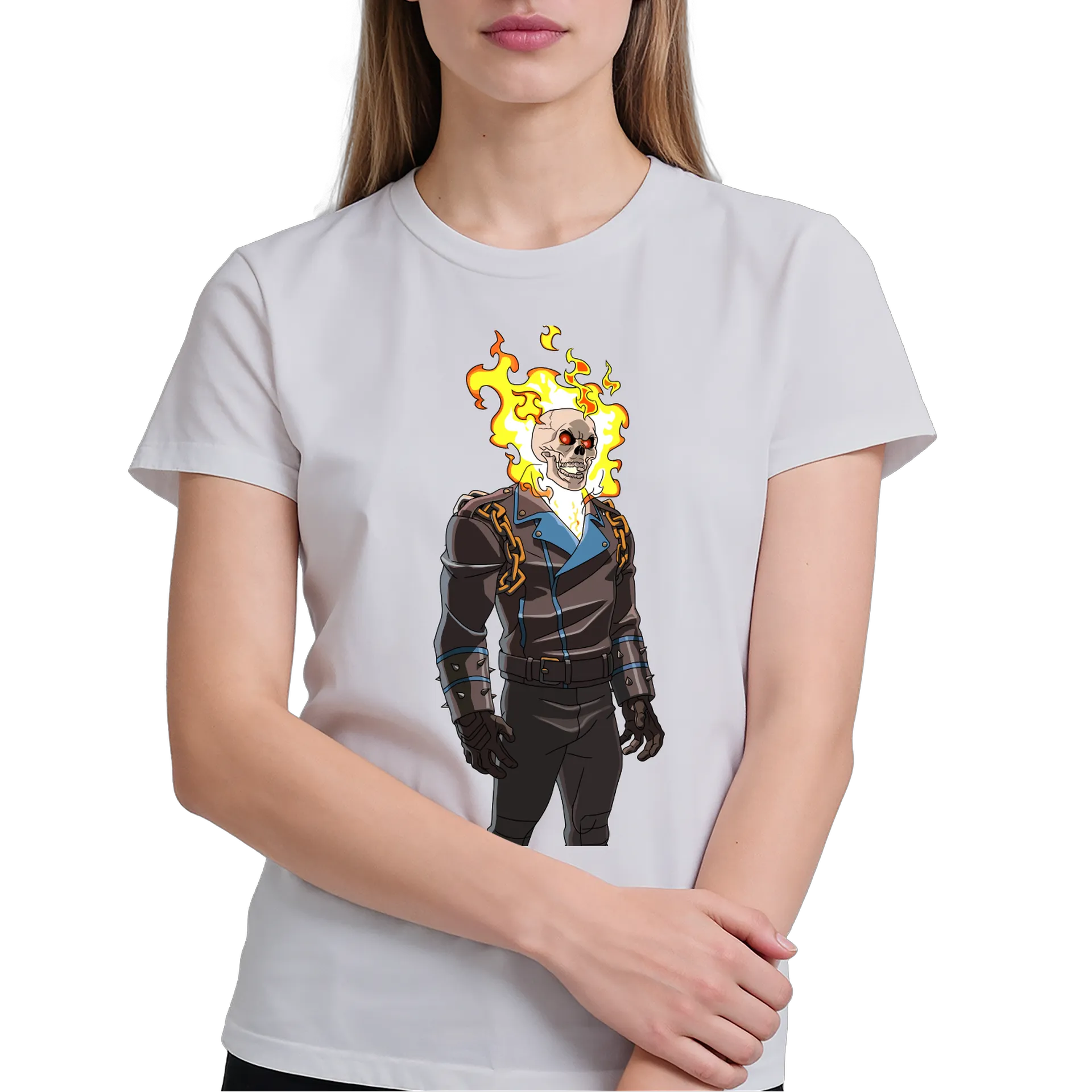 Camiseta Esqueleto Flamejante 100% Algodão - Imagem 4