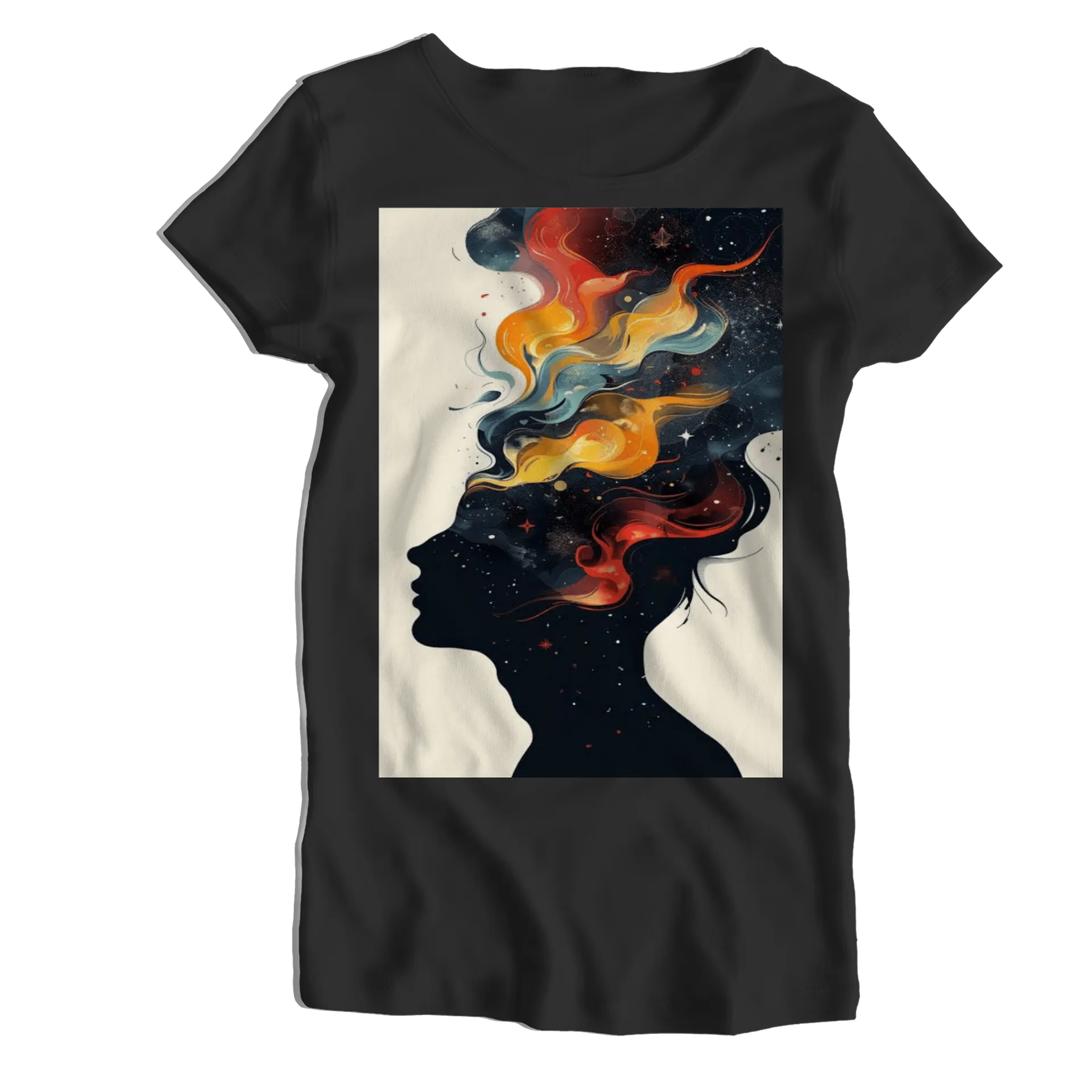 Camiseta Babylook Silhueta com Cores Quentes 100% Algodão de Luccas Henrique 