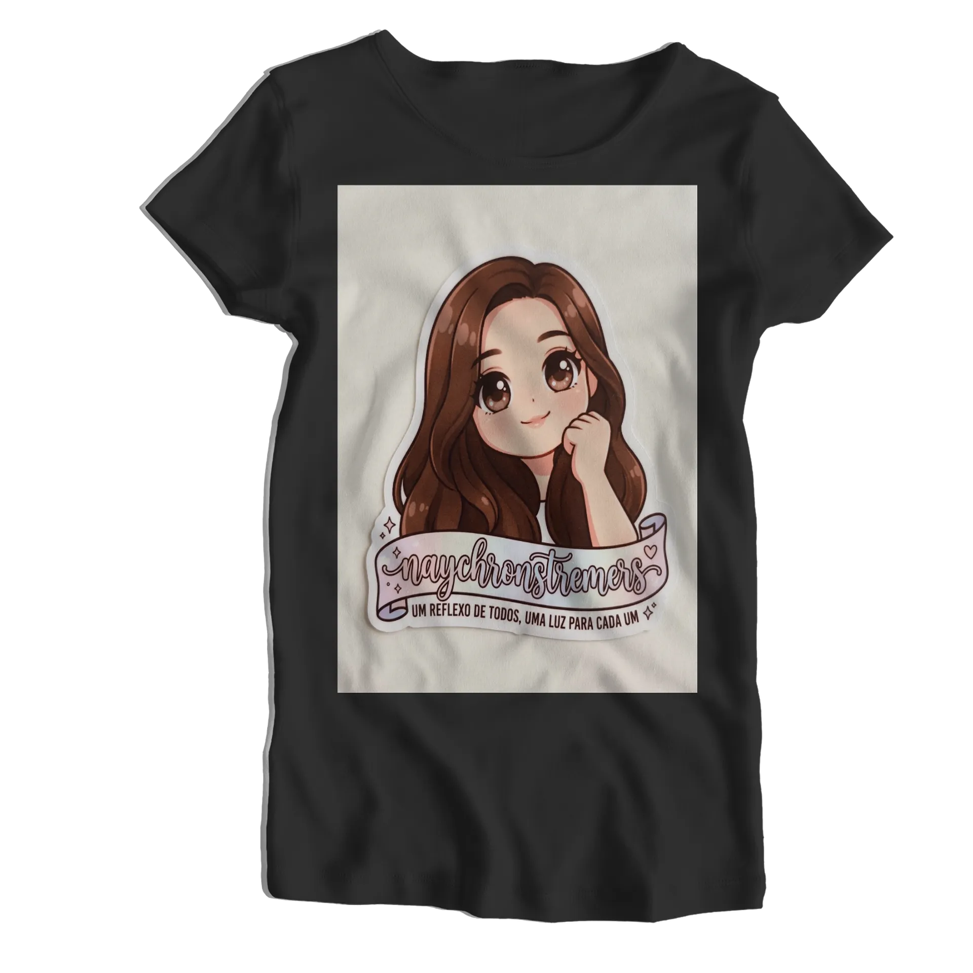Camiseta Babylook Ilustração Anime Naychronstreamers 100% - Imagem 1