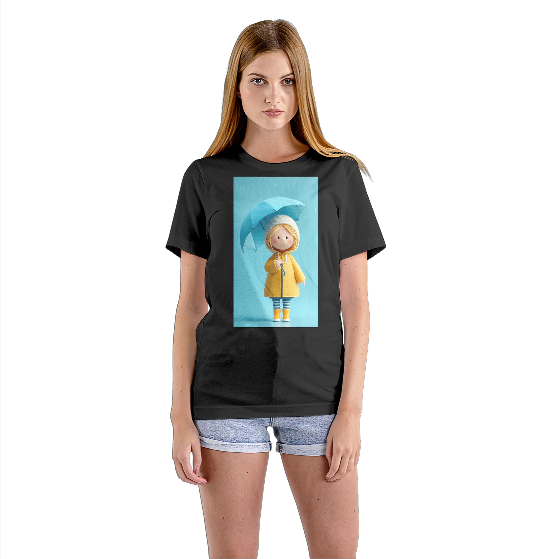 Camiseta Babylook Menina Cartoon com Guarda-Chuva 100% - Imagem 3