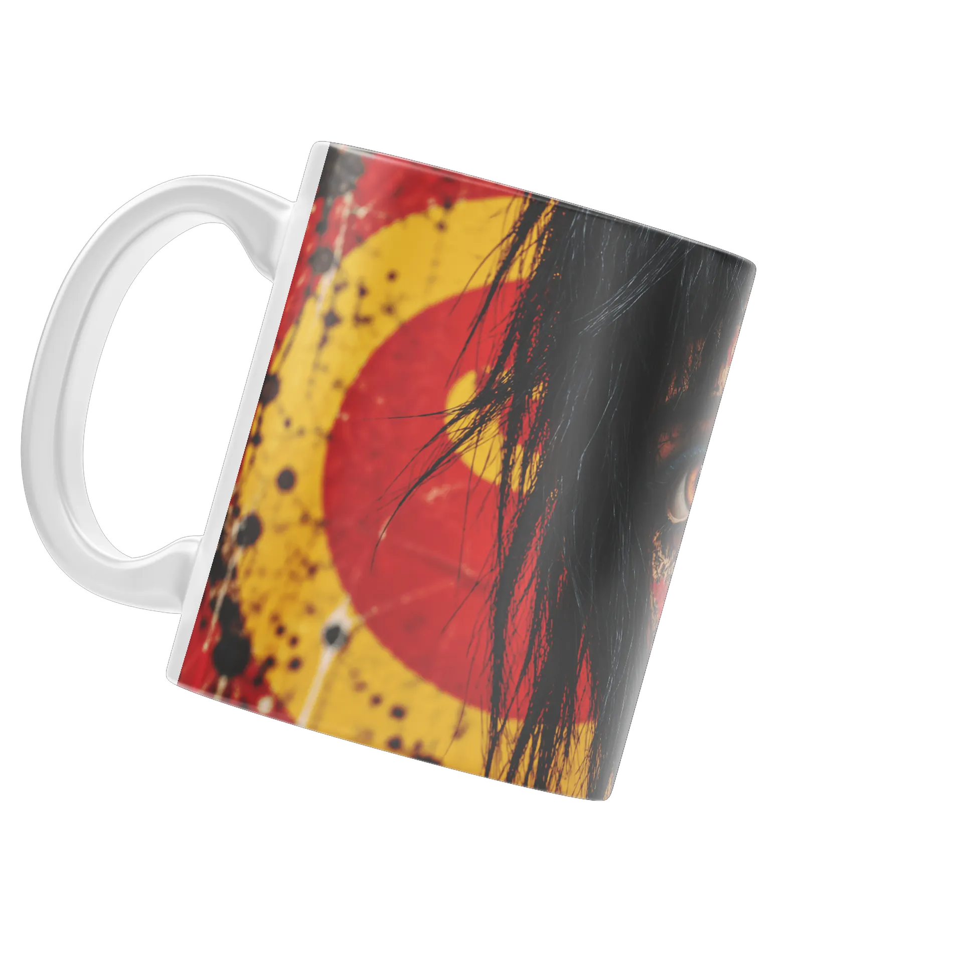 Caneca Retrato Realista Mulher Olhos Âmbar Cerâmica 325ml - Imagem 3