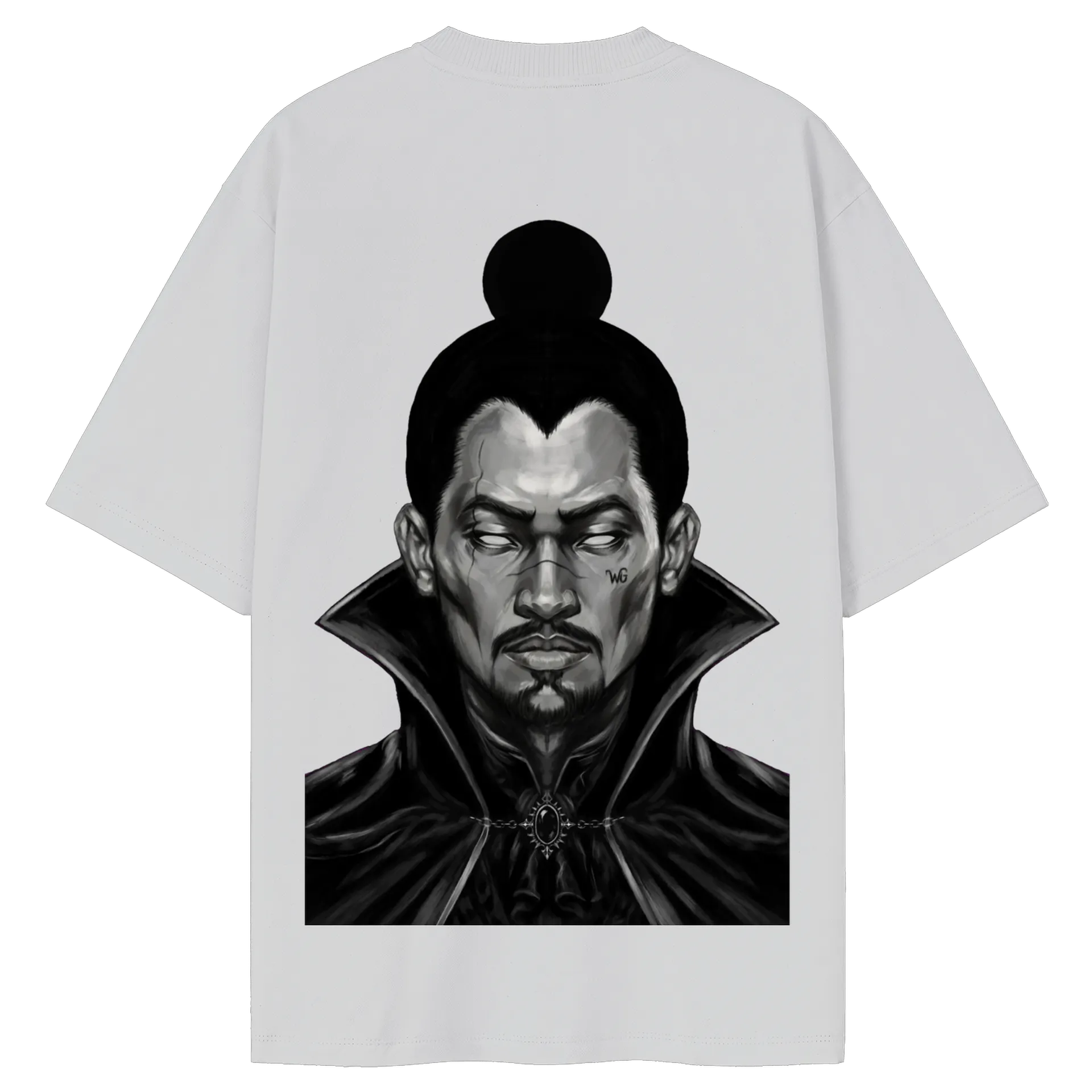 Camiseta Oversized Retrato Vampiro Monocromático 50% Algodão - Imagem 2