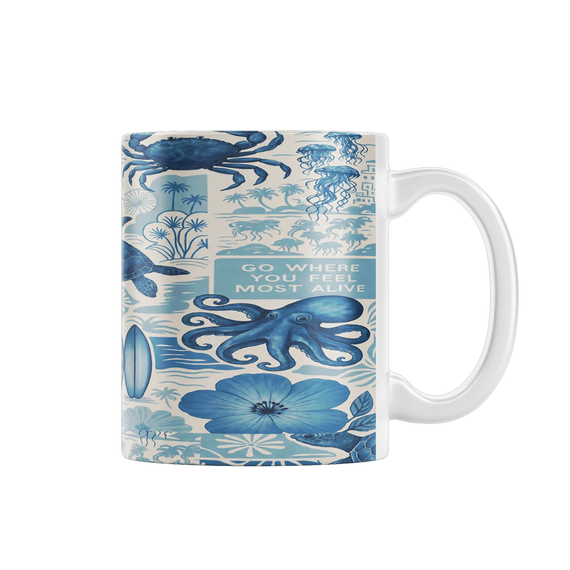 Caneca Porcelana Vida Marinha Azul 325mlda zaca de Isabella
