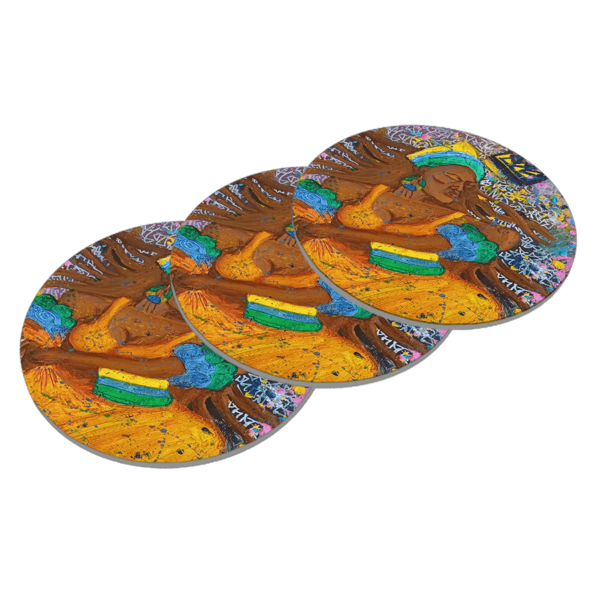 Porta-copo A Rainha do Maracatu MDF Coral Estampa Colorida de Jeferson Nalin  — imagem 2 de 3