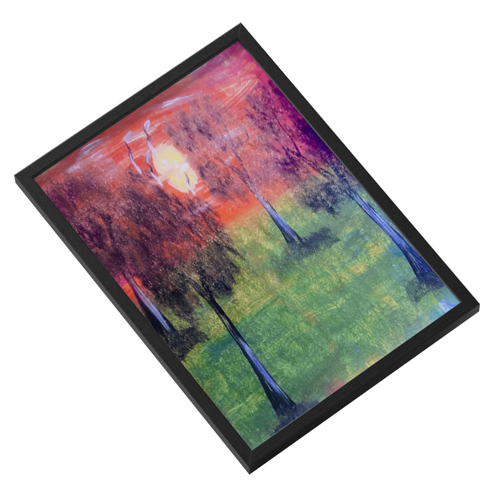 Quadro Paisagem Floresta ao Pôr do Sol A3 com Vidro - Imagem 2