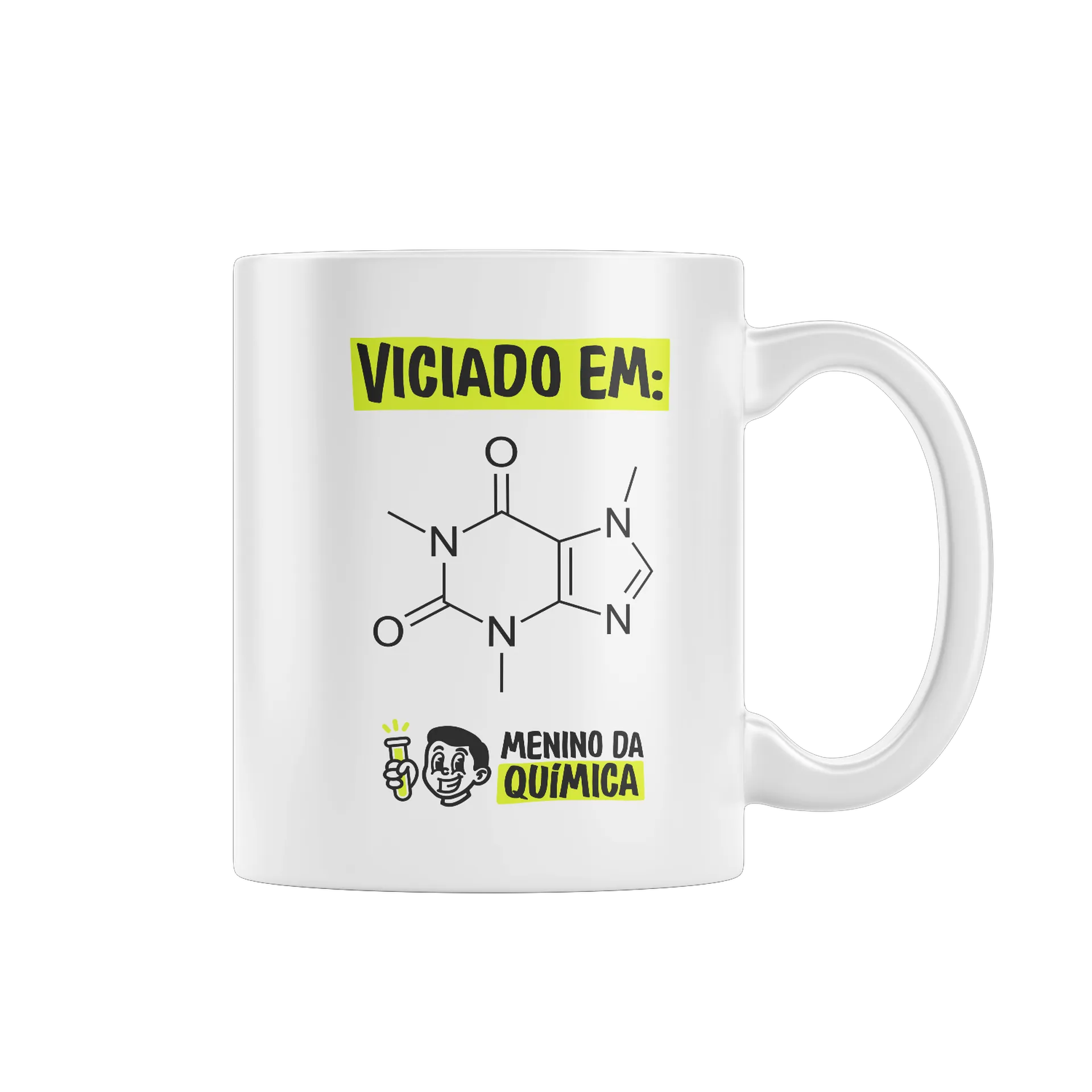 Caneca de Cerâmica - Viciado em Cafeína de Menino da Química — imagem 1 de 4