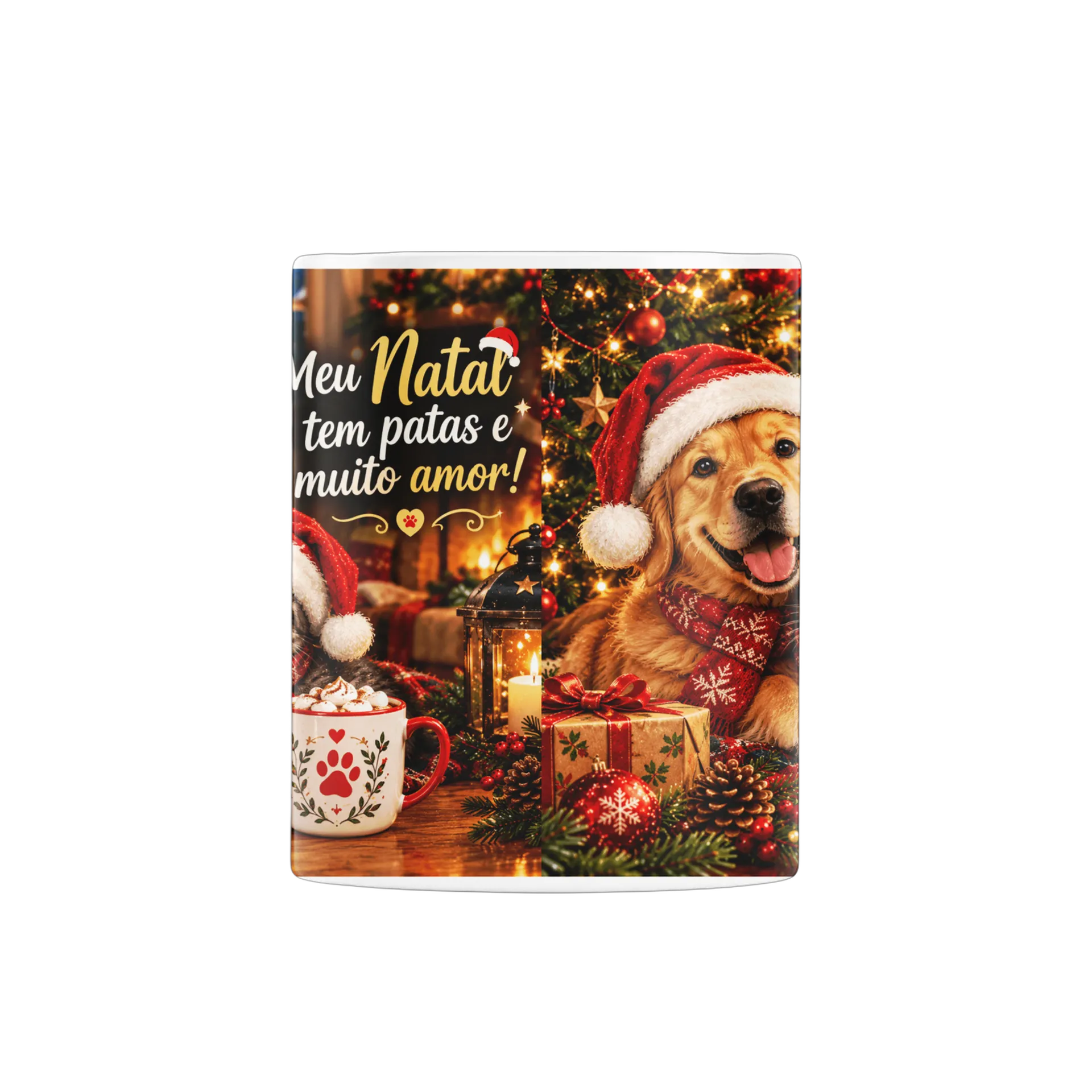 Caneca Cão e Gato de Natal com Frase 325ml - Imagem 2