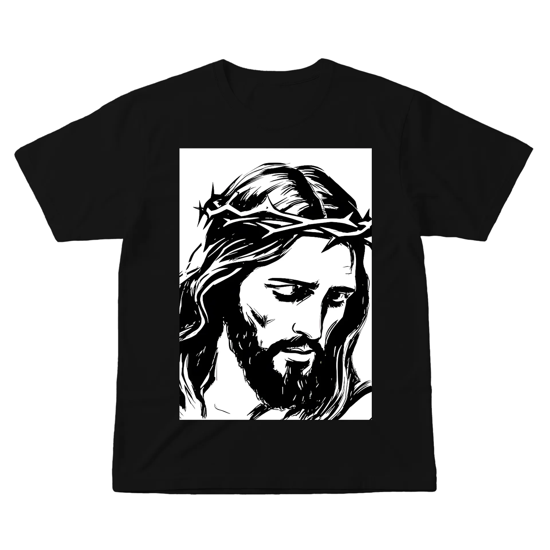 Camiseta Jesus Cristo,Preto 100% Algodão - Imagem 1