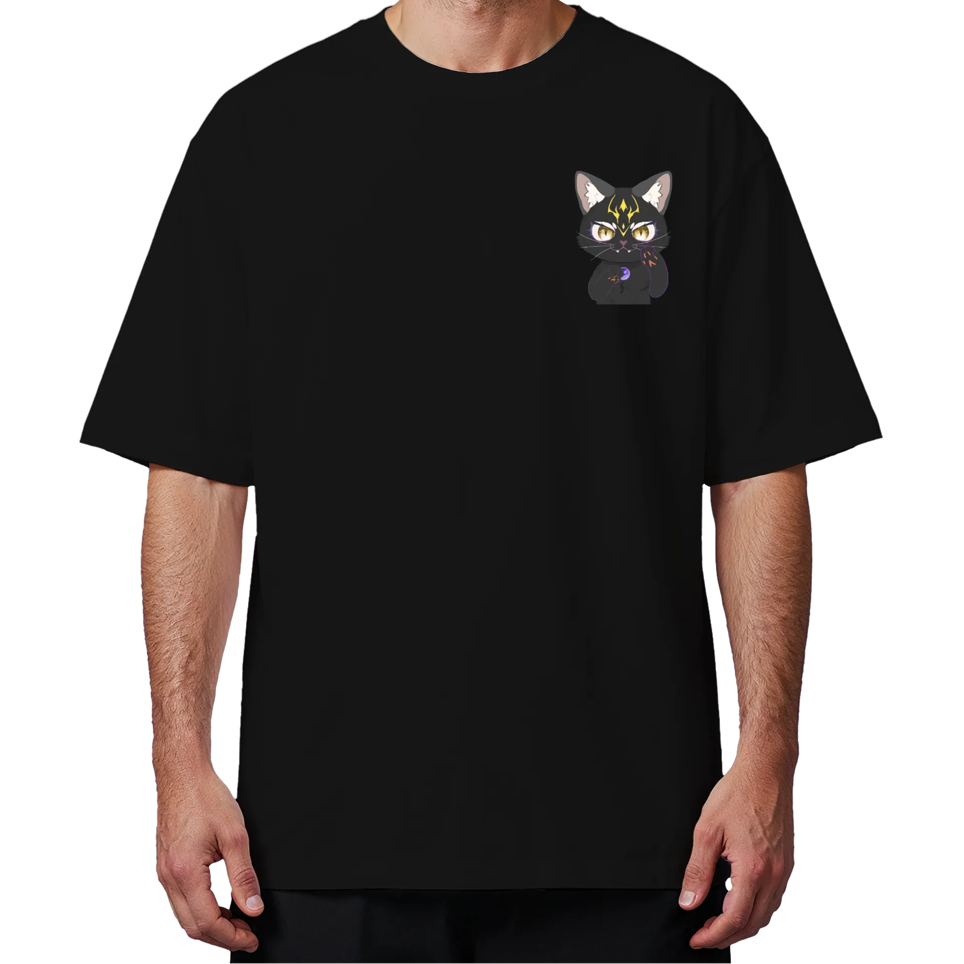 Camiseta Oversized Gato Astral Preto 100% Algodão de Lady Siam — imagem 4 de 6