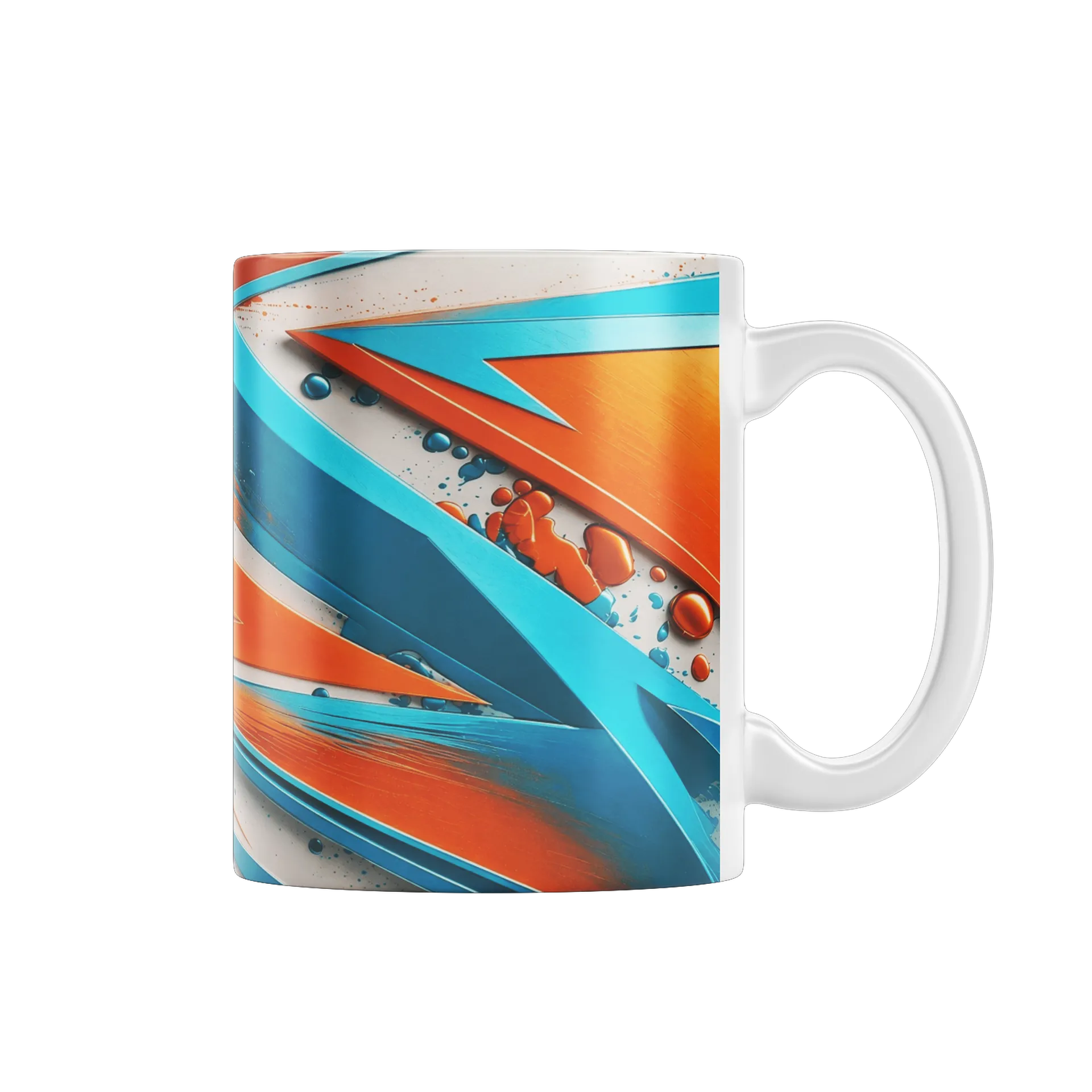 Caneca Abstrata Geométrica Laranja e Azul 325ml - Imagem 1
