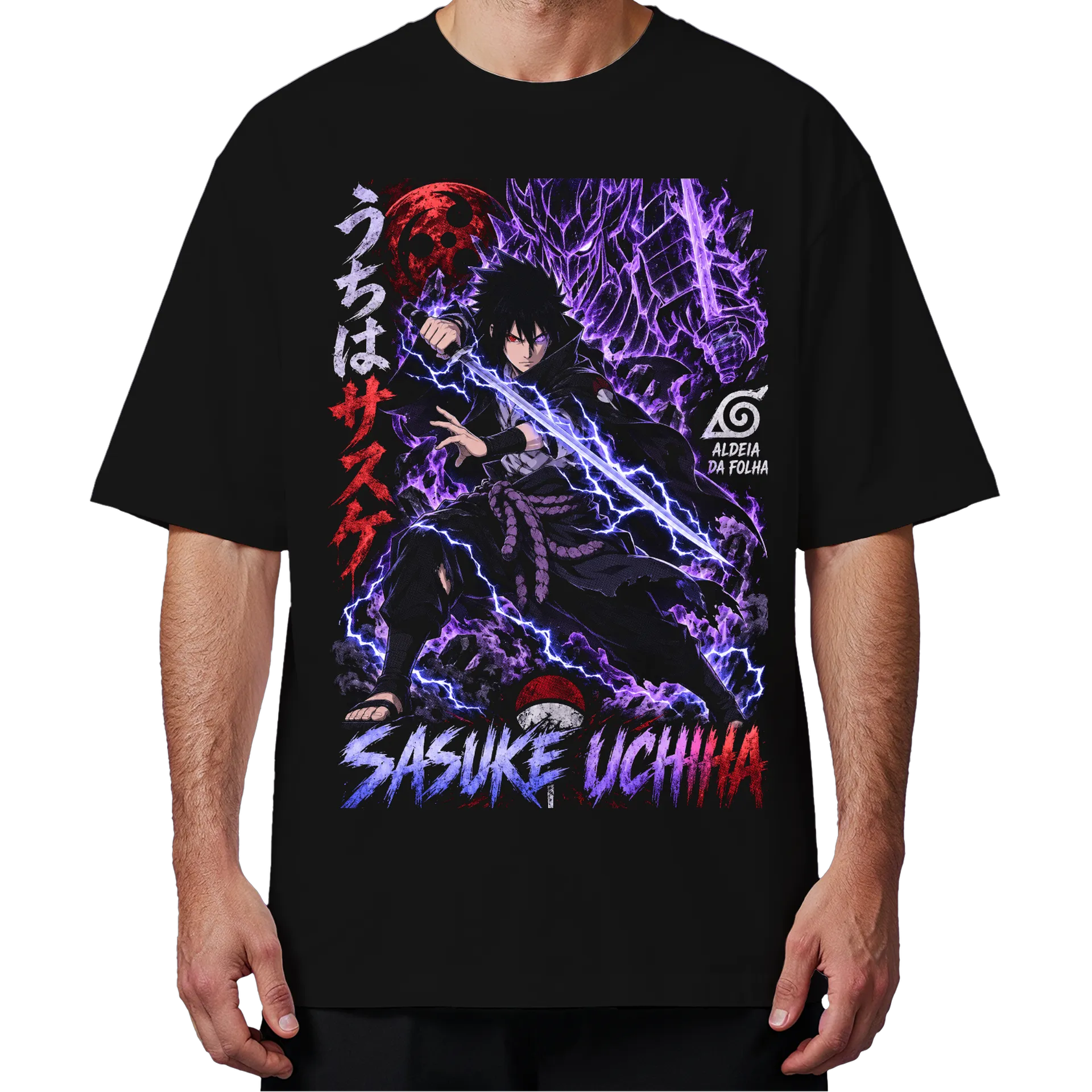 Camiseta Oversized Sasuke Uchiha Anime Naruto Premium - Imagem 4