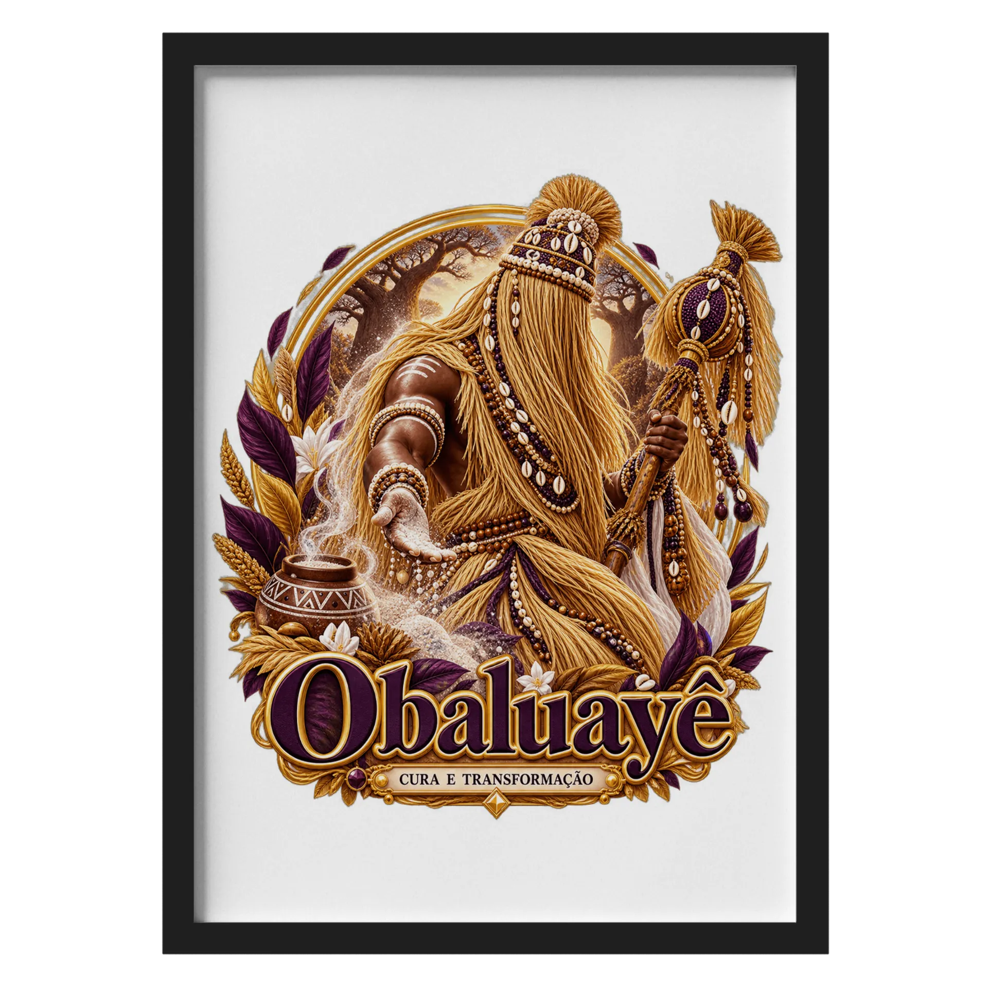 Quadro Obaluaiê Com Vidro - Imagem 1