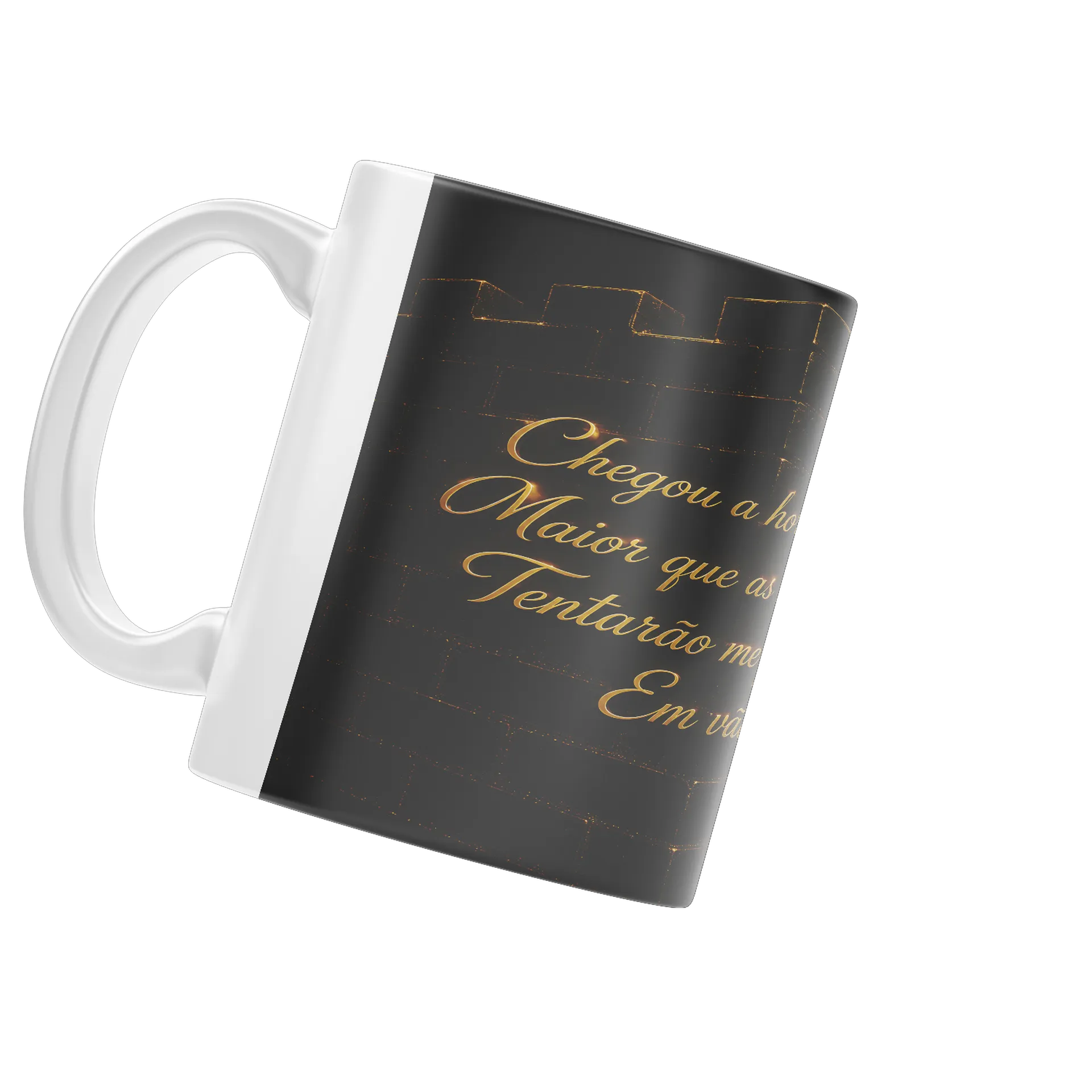 Caneca Porcelana Versos Dourados Escuros 325ml - Imagem 4